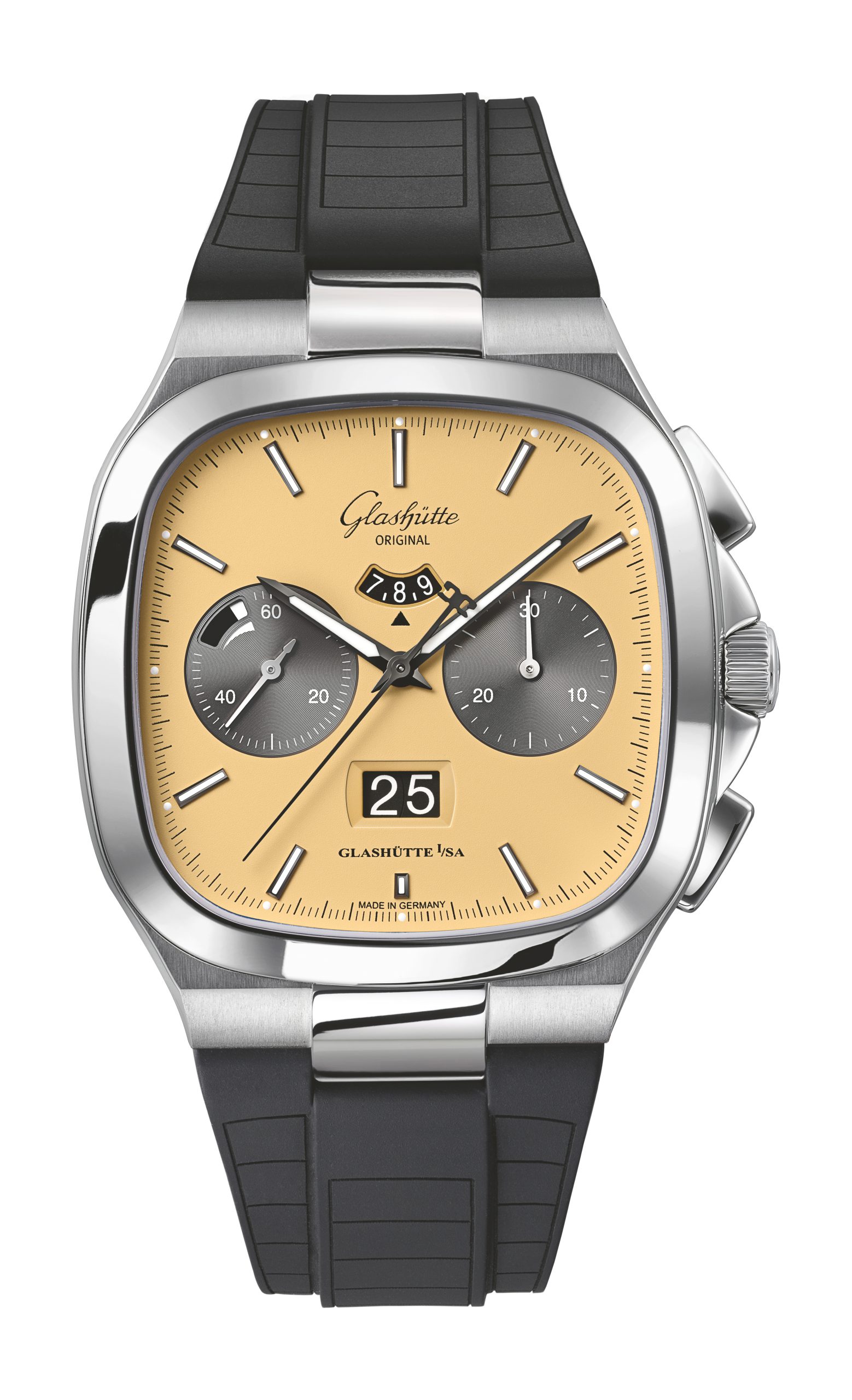 Glashütte Original Seventies Chronograph Panorama Date “Golden Bay” luxury timepiece - detailed view