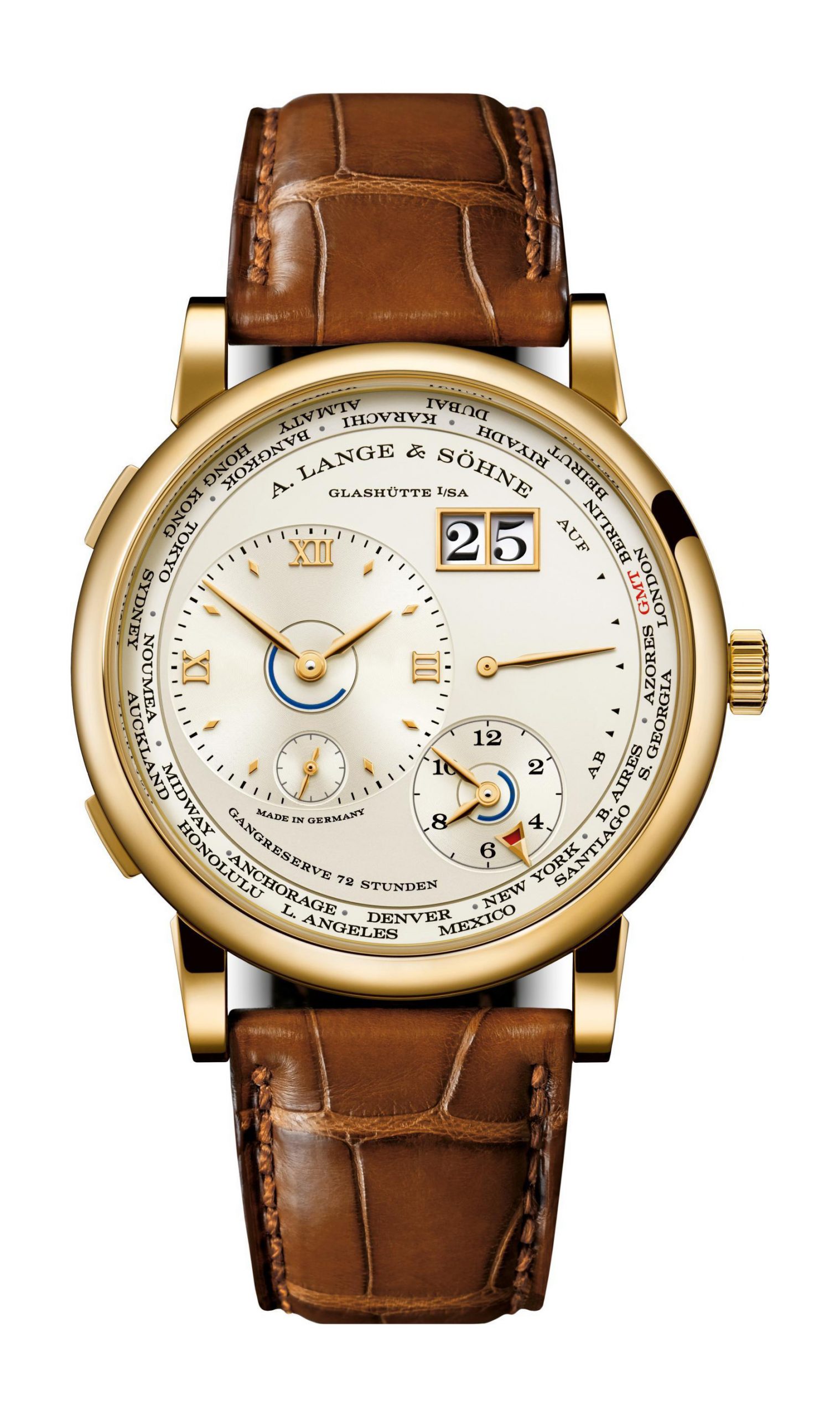 A. Lange & Söhne Lange 1 Time Zone luxury timepiece - detailed view
