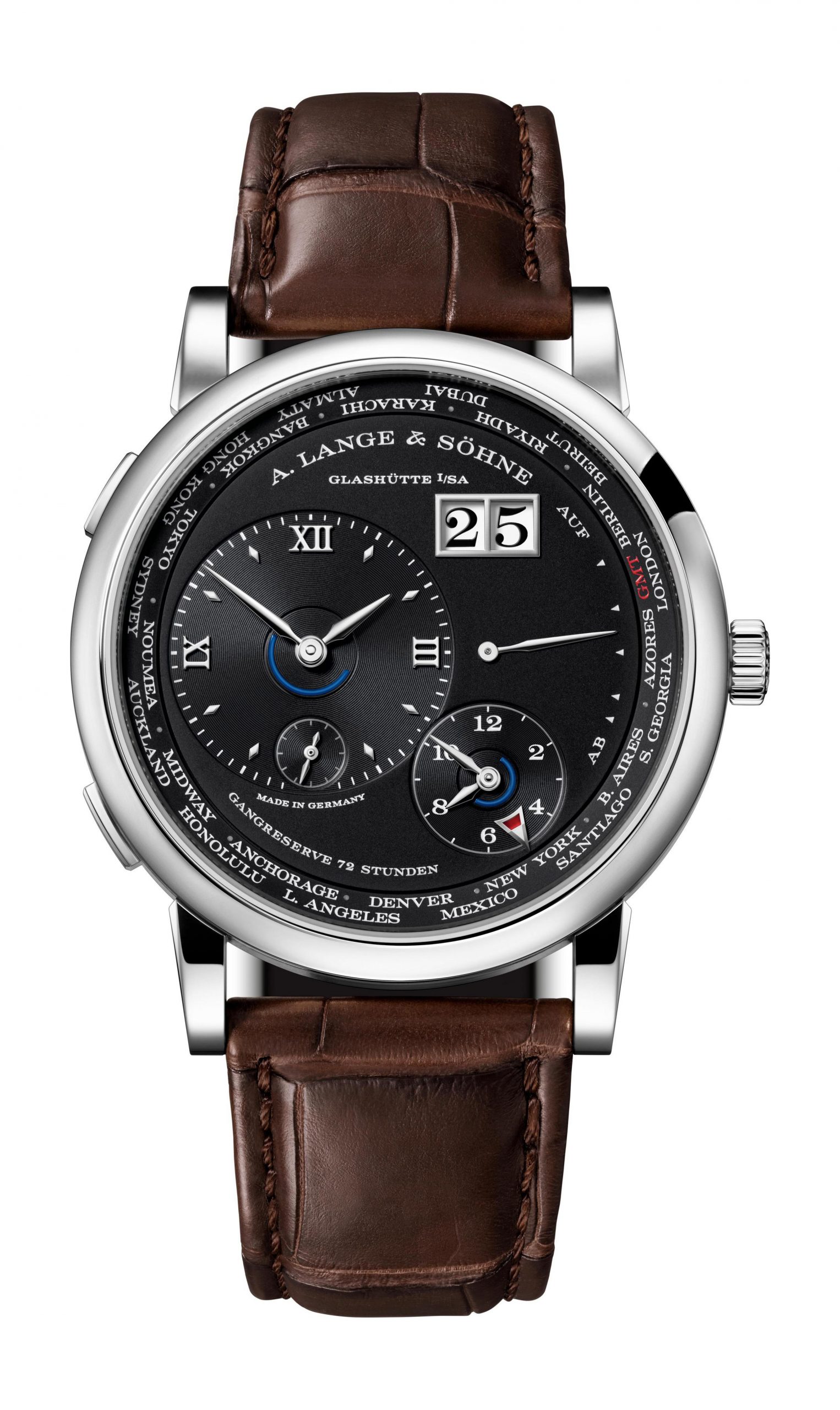 A. Lange & Söhne Lange 1 Time Zone luxury timepiece - detailed view