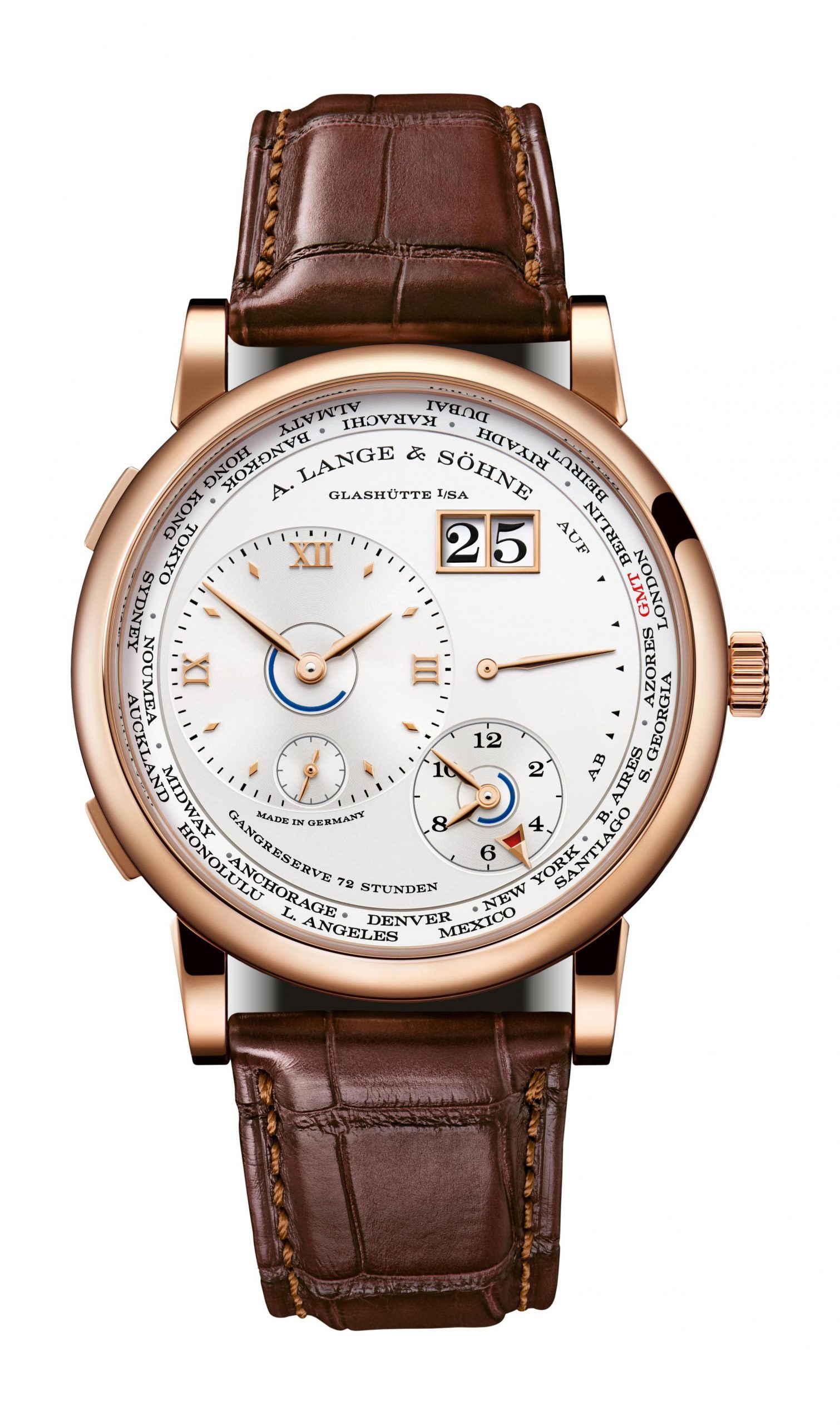 A. Lange & Söhne Lange 1 Time Zone luxury timepiece - detailed view