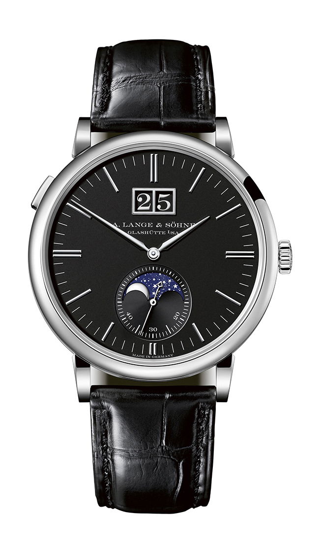 A. Lange & Söhne Saxonia Moon Phase luxury timepiece - detailed view