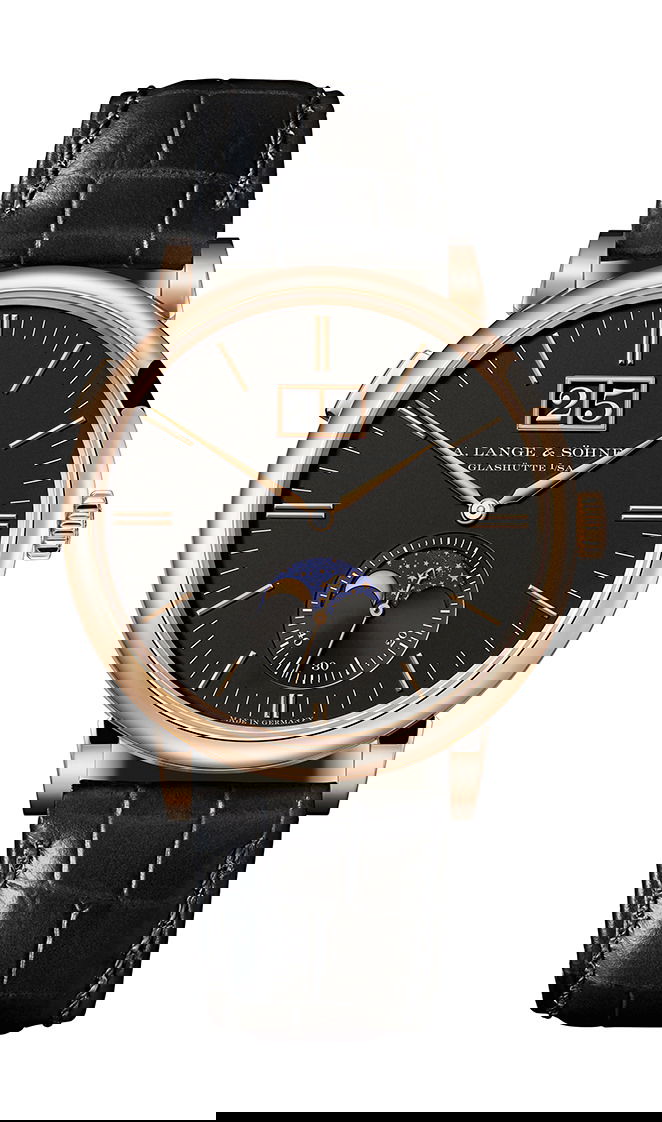 A. Lange & Söhne Saxonia Moon Phase luxury timepiece - detailed view