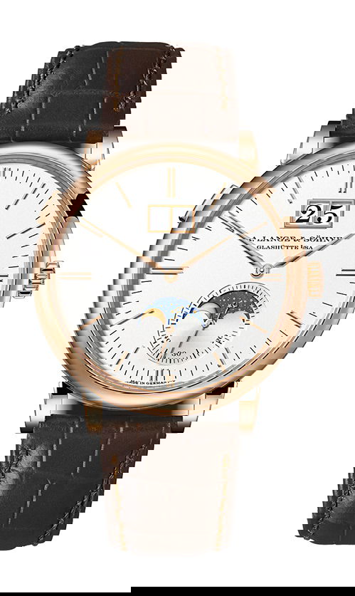 A. Lange & Söhne Saxonia Moon Phase luxury timepiece - detailed view