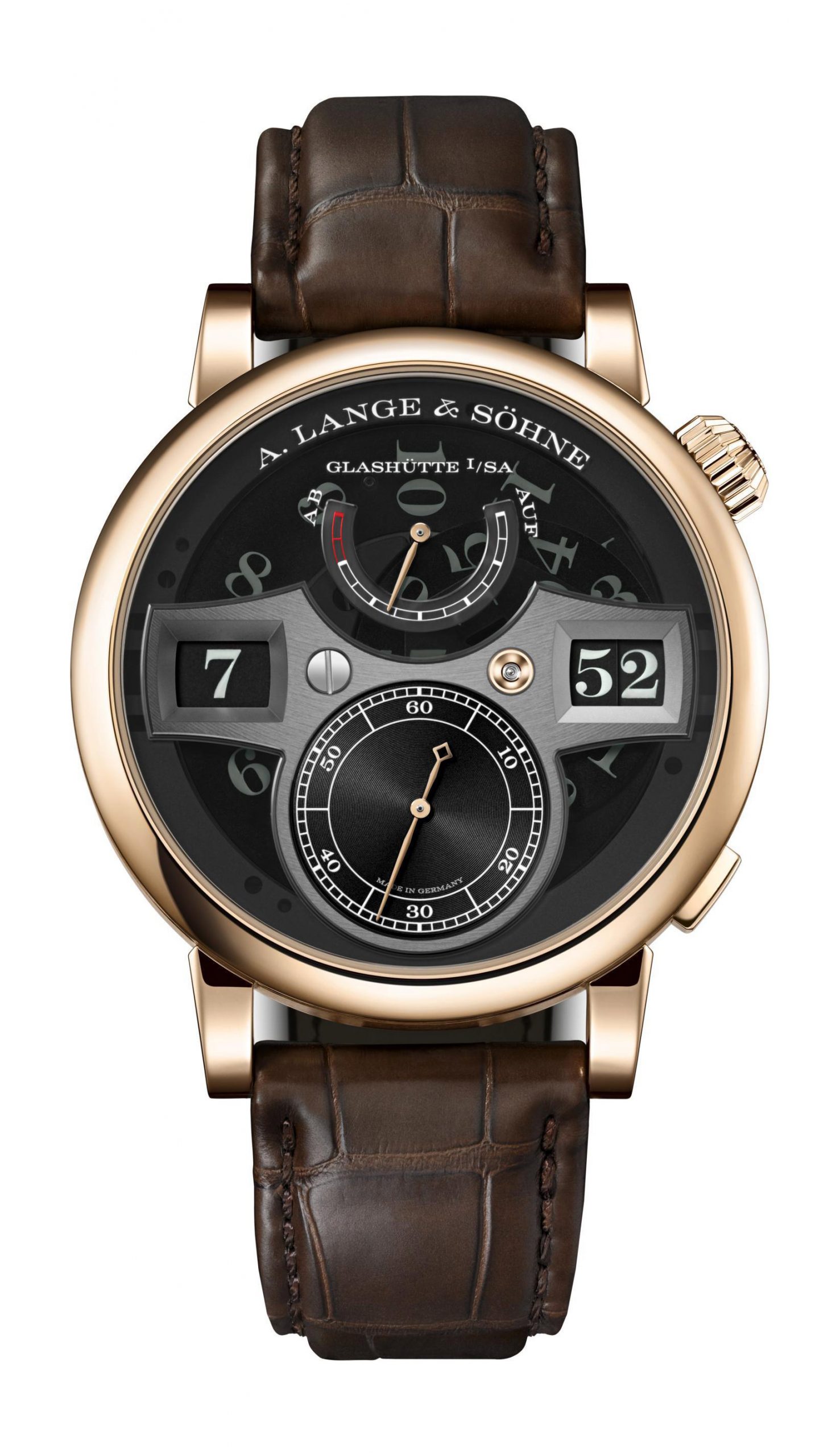 A. Lange & Söhne Zeitwerk Honey Gold “Lumen” luxury timepiece - detailed view