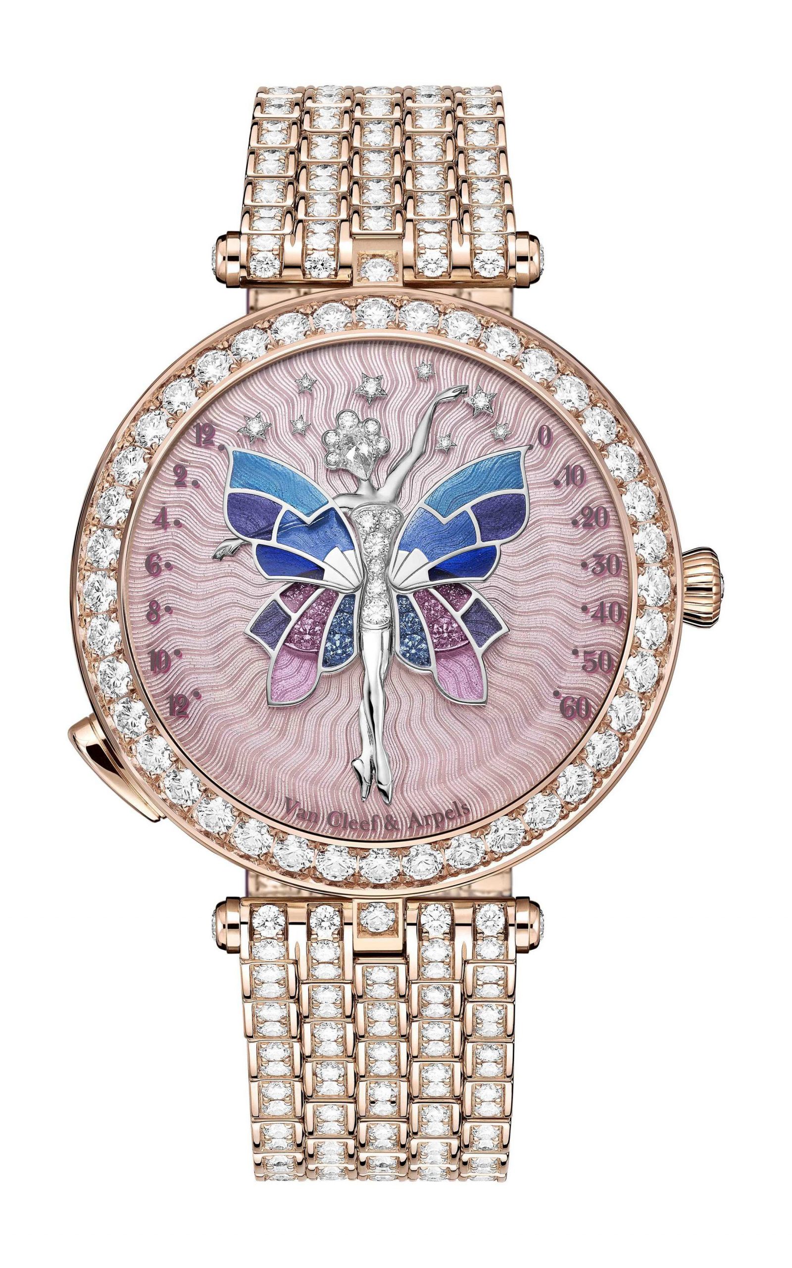 Van Cleef & Arpels Lady Arpels Ballerine Enchantée Rose Gold Watch luxury timepiece - detailed view