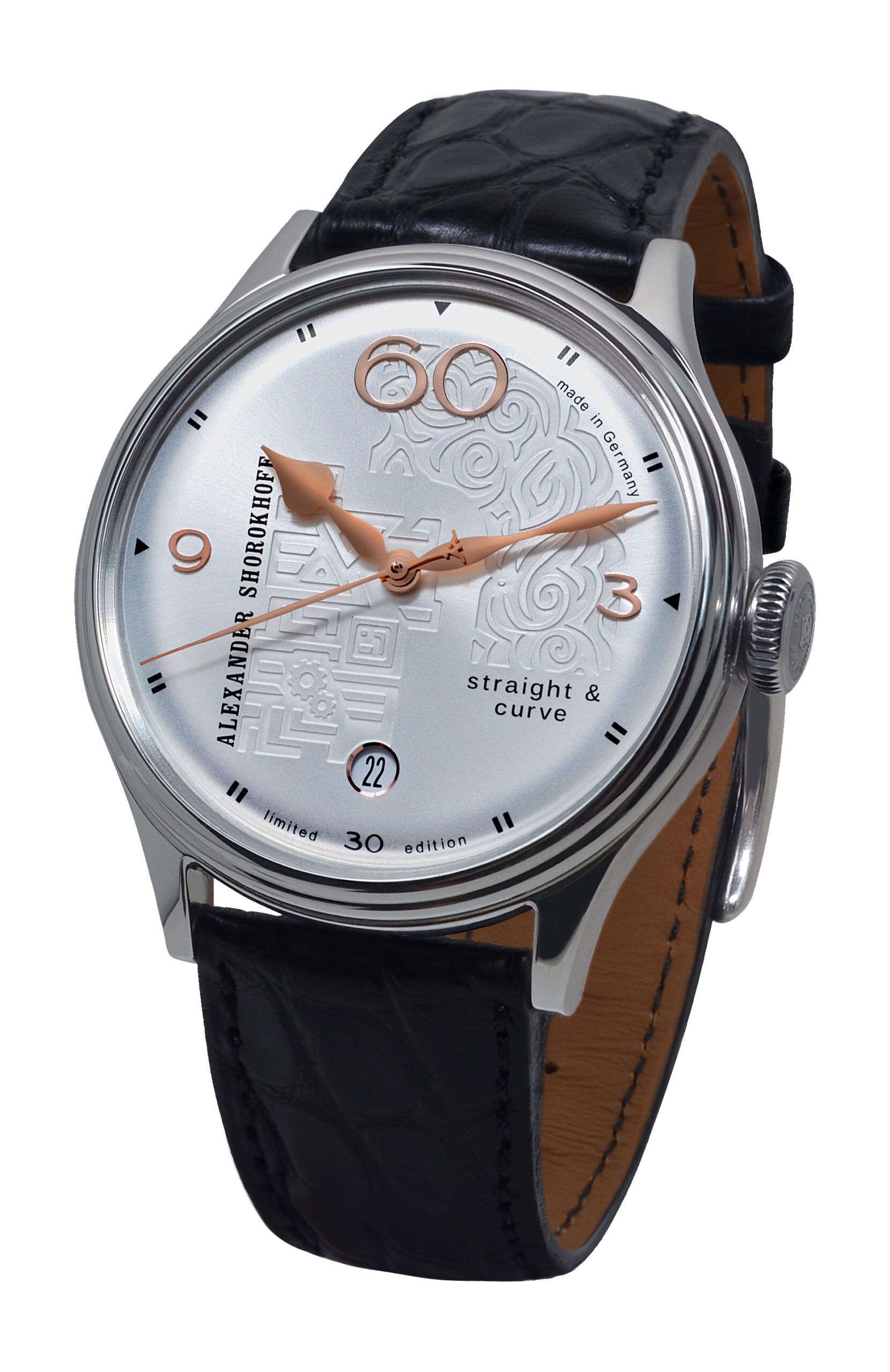 Alexander Shorokhoff Straight & Curve luxury timepiece - detailed view