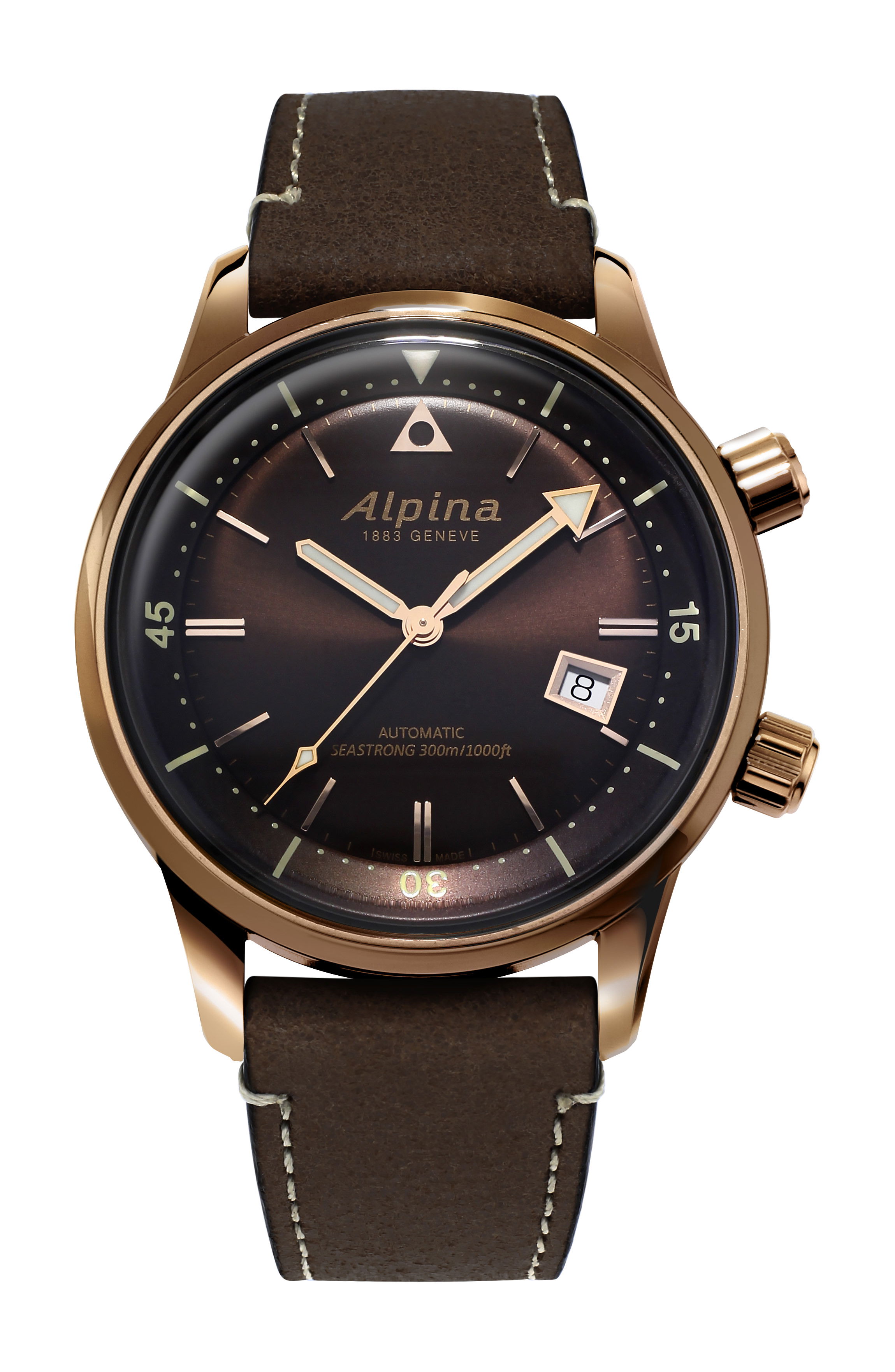 Alpina Seastrong Diver 300 Heritage luxury timepiece - detailed view