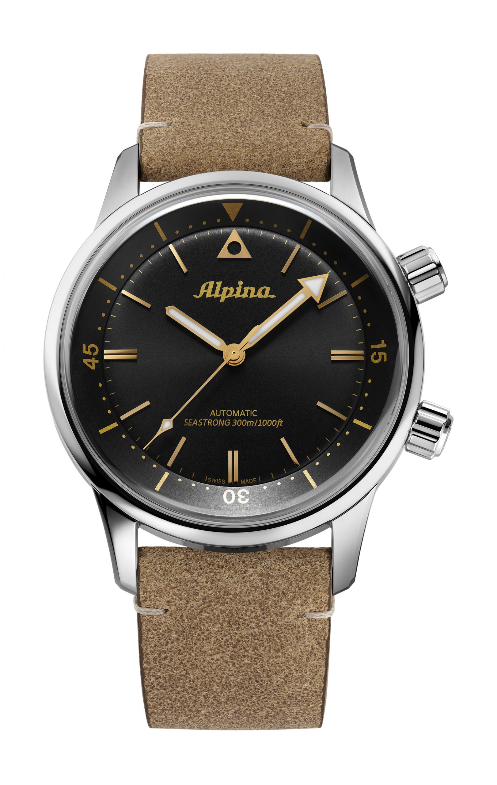 Alpina Seastrong Diver 300 Heritage Black luxury timepiece - detailed view