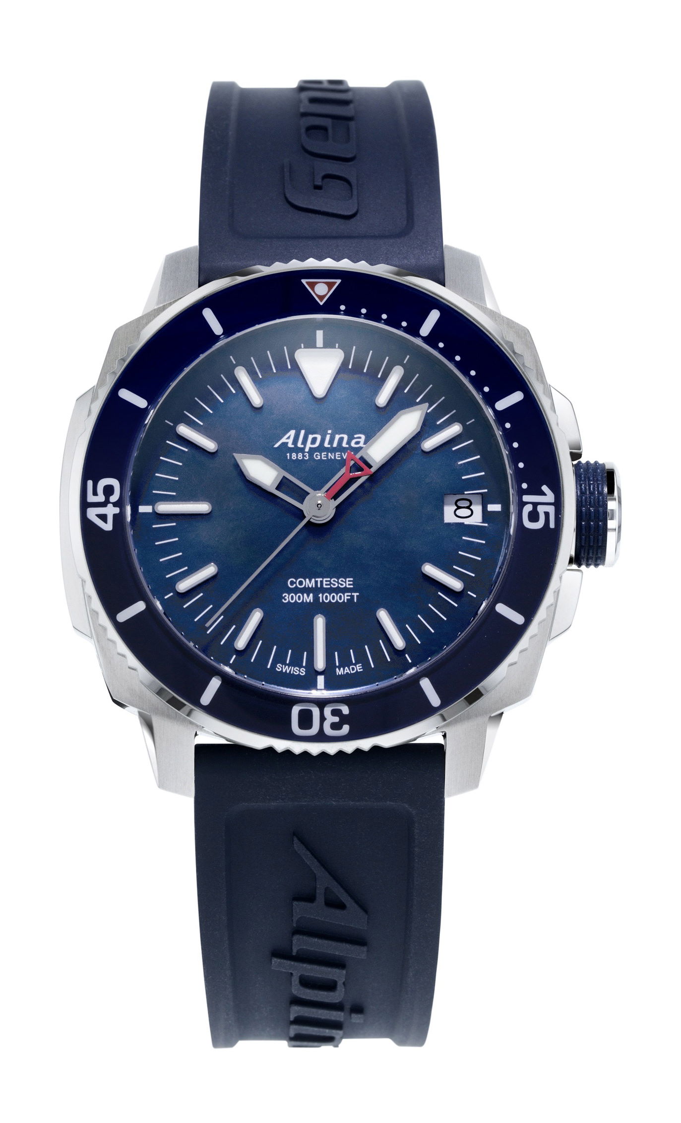 Alpina Seastrong Diver Comtesse Quartz luxury timepiece - detailed view