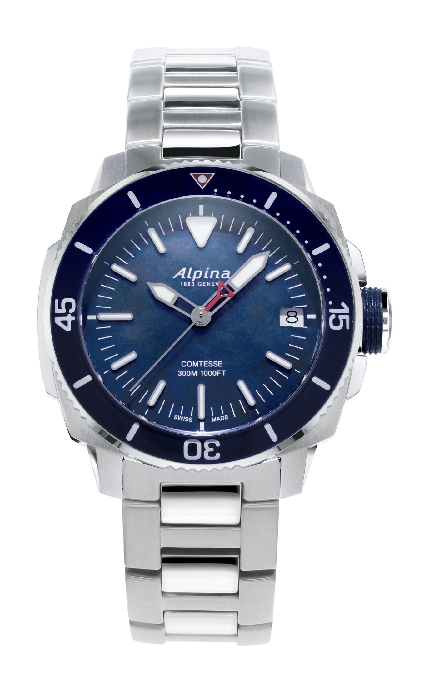 Alpina Seastrong Diver Comtesse Quartz luxury timepiece - detailed view