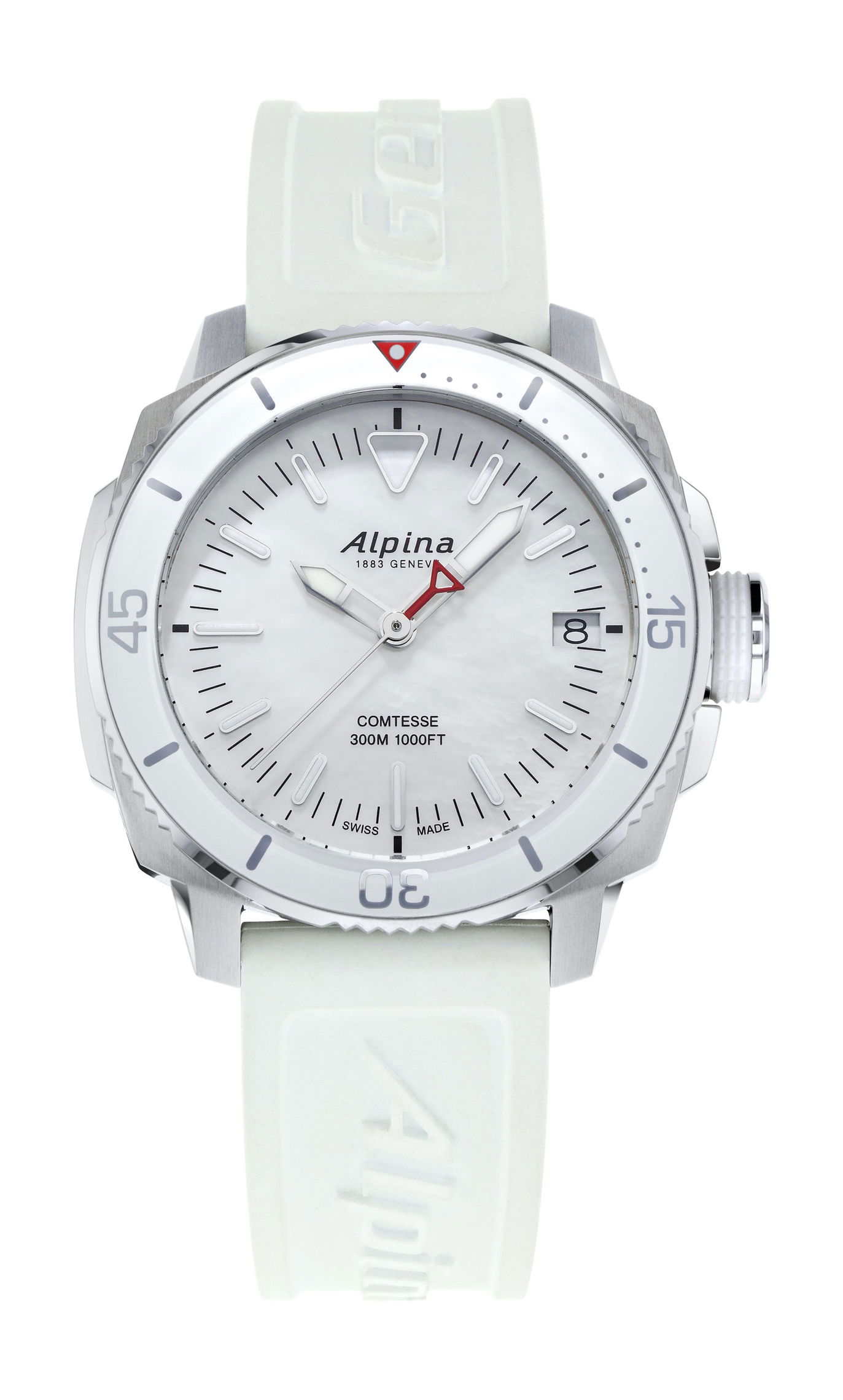 Alpina Seastrong Diver Comtesse Quartz luxury timepiece - detailed view
