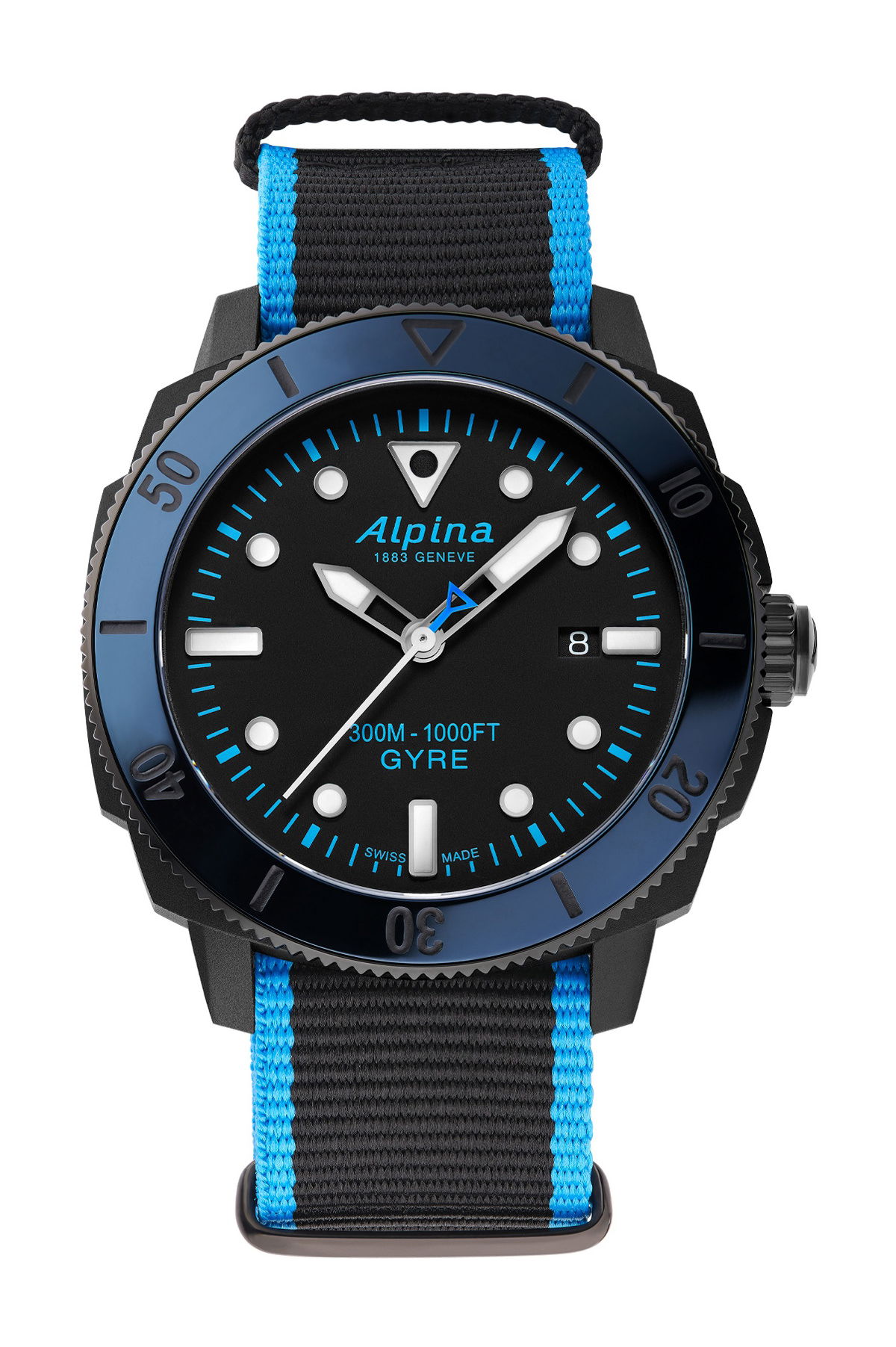 Alpina Seastrong Diver Gyre Automatic Black luxury timepiece - detailed view