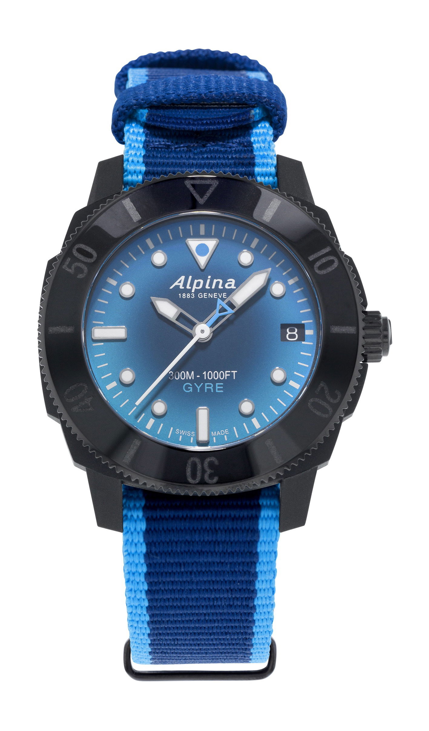Alpina Seastrong Diver Comtesse Gyre Automatic Smoked Blue luxury timepiece - detailed view