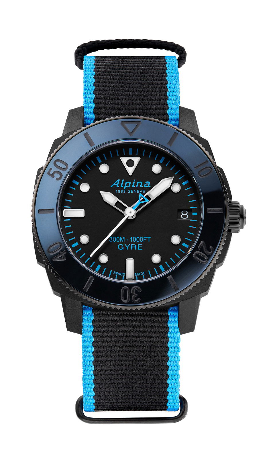 Alpina Seastrong Diver Gyre Comtesse Automatic Black luxury timepiece - detailed view