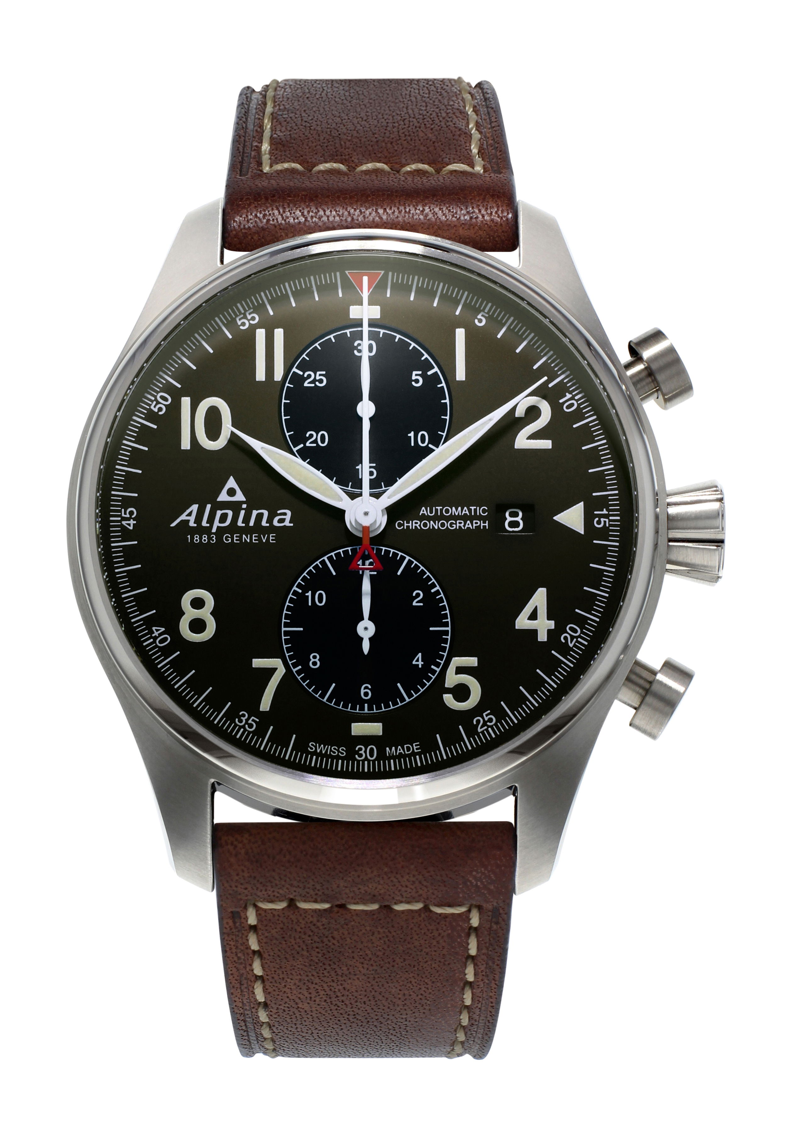 Alpina Startimer Pilot Automatic Chronograph Date luxury timepiece - detailed view