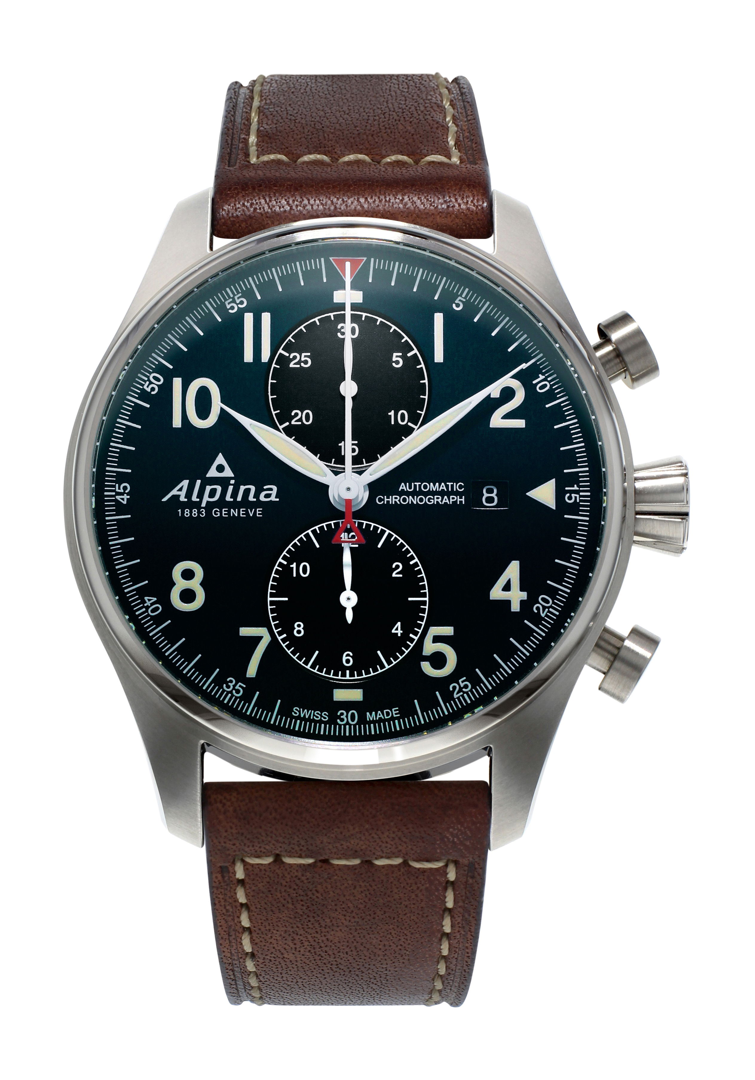 Alpina Startimer Pilot Automatic Chronograph Date luxury timepiece - detailed view