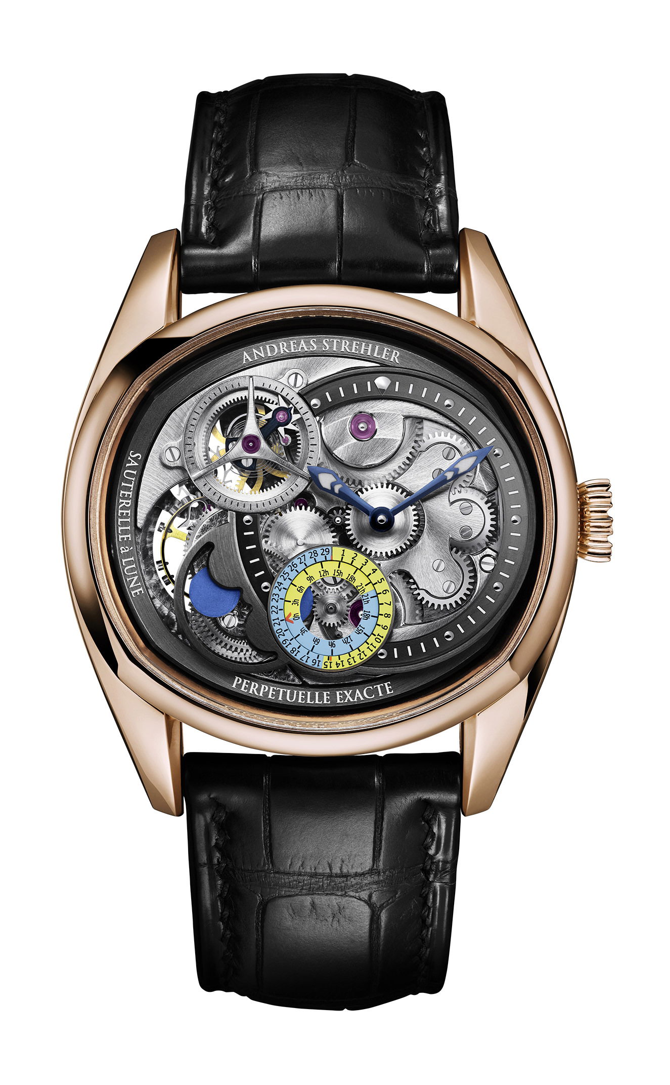 Andreas Strehler Lune Exacte 18K Red Gold luxury timepiece - detailed view