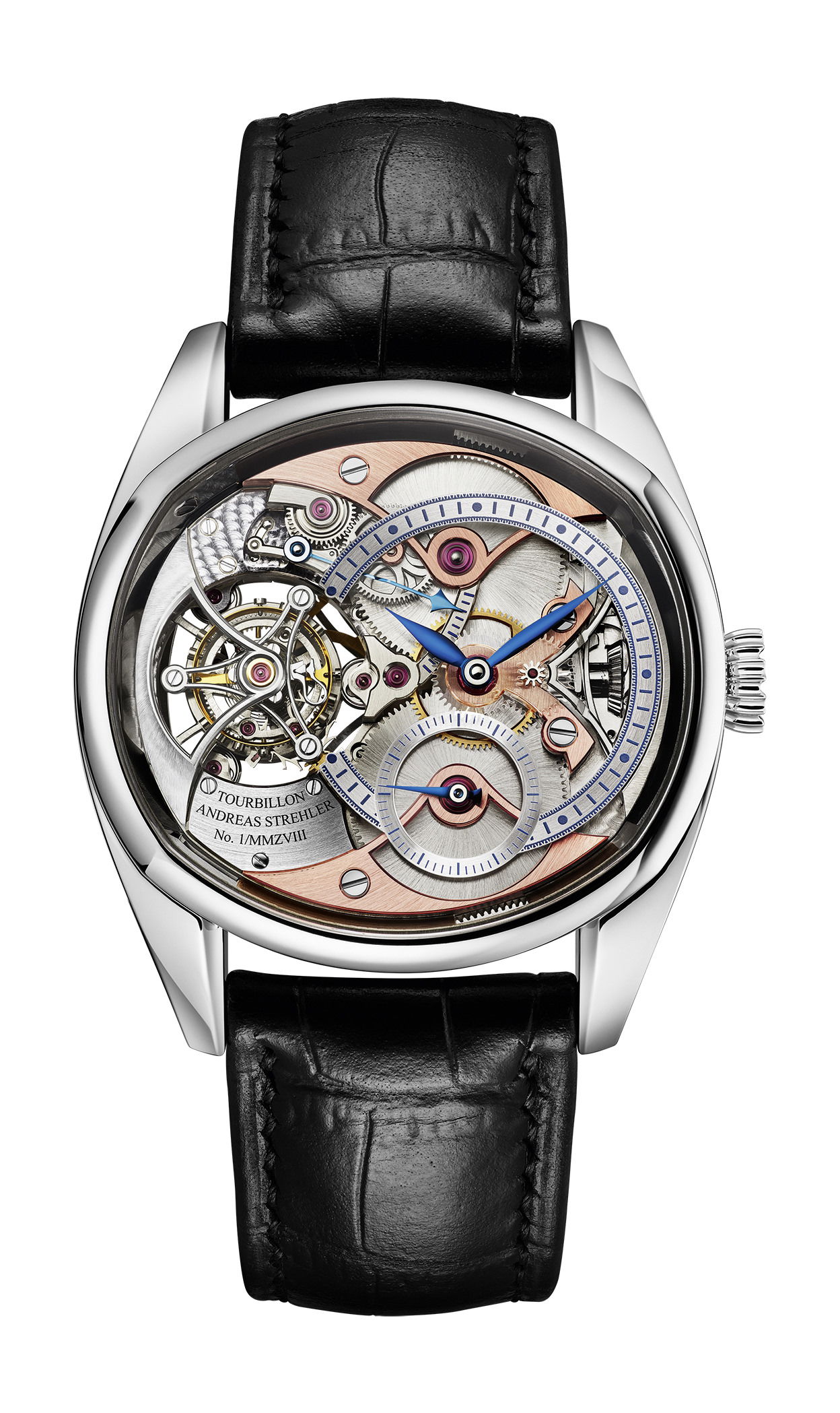Andreas Strehler Trans-Axial Remontoir Tourbillon Platinum luxury timepiece - detailed view