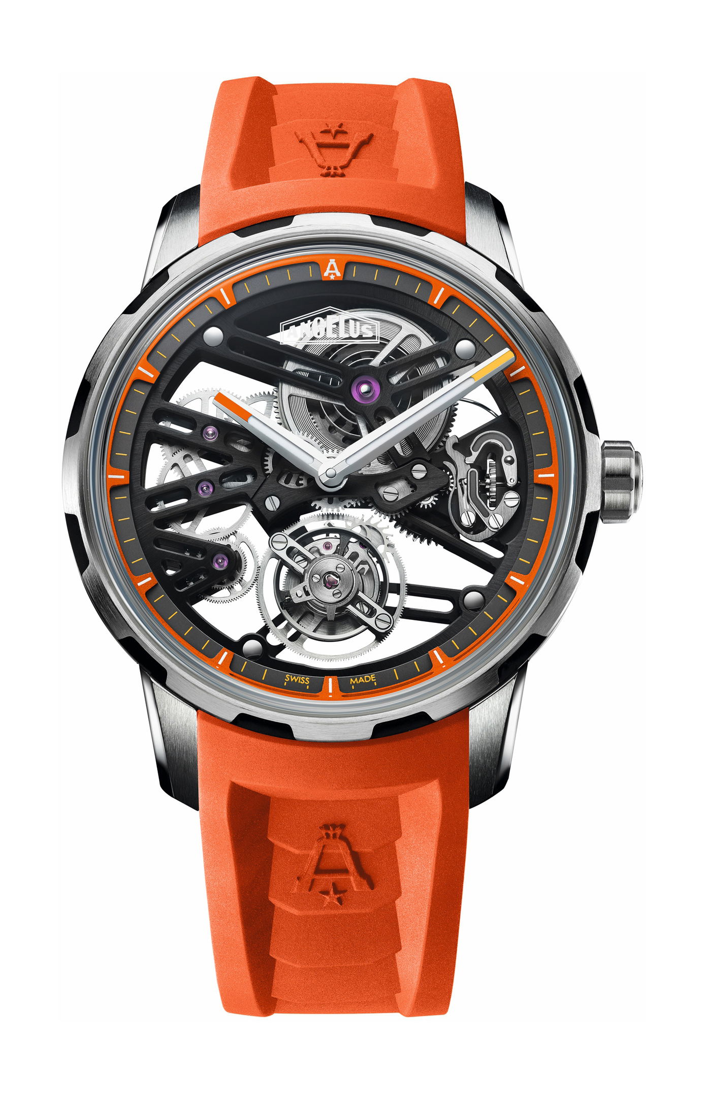 Angelus U41 Orange Vibrant Structure Tourbillon Skeleton luxury timepiece - detailed view