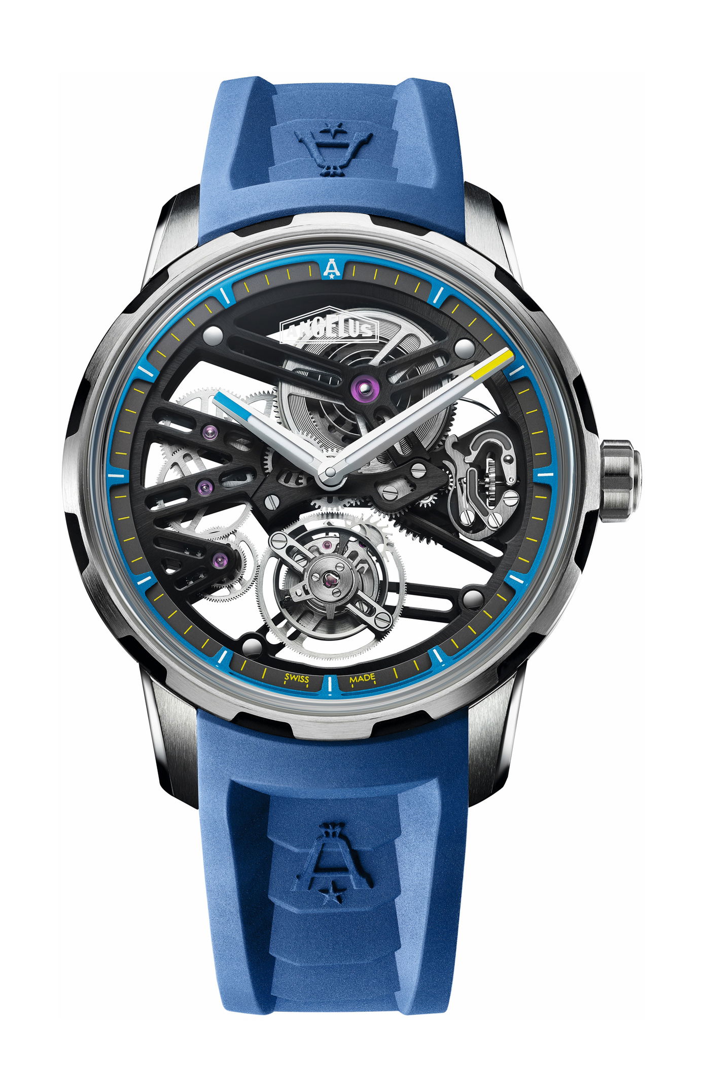 Angelus U41 Blue Vibrant Structure Tourbillon Skeleton luxury timepiece - detailed view