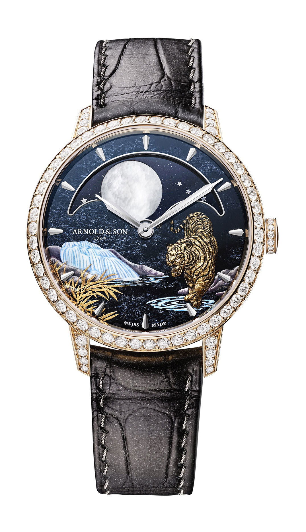 Arnold & Son Perpetual Moon 38 Red Gold “Year of the Tiger” luxury timepiece - detailed view