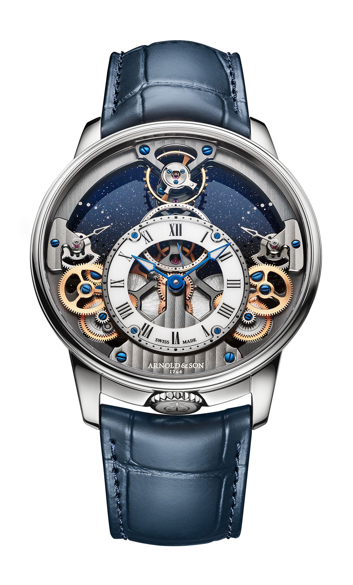 Arnold & Son Time Pyramid 42.5 Platinum luxury timepiece - detailed view