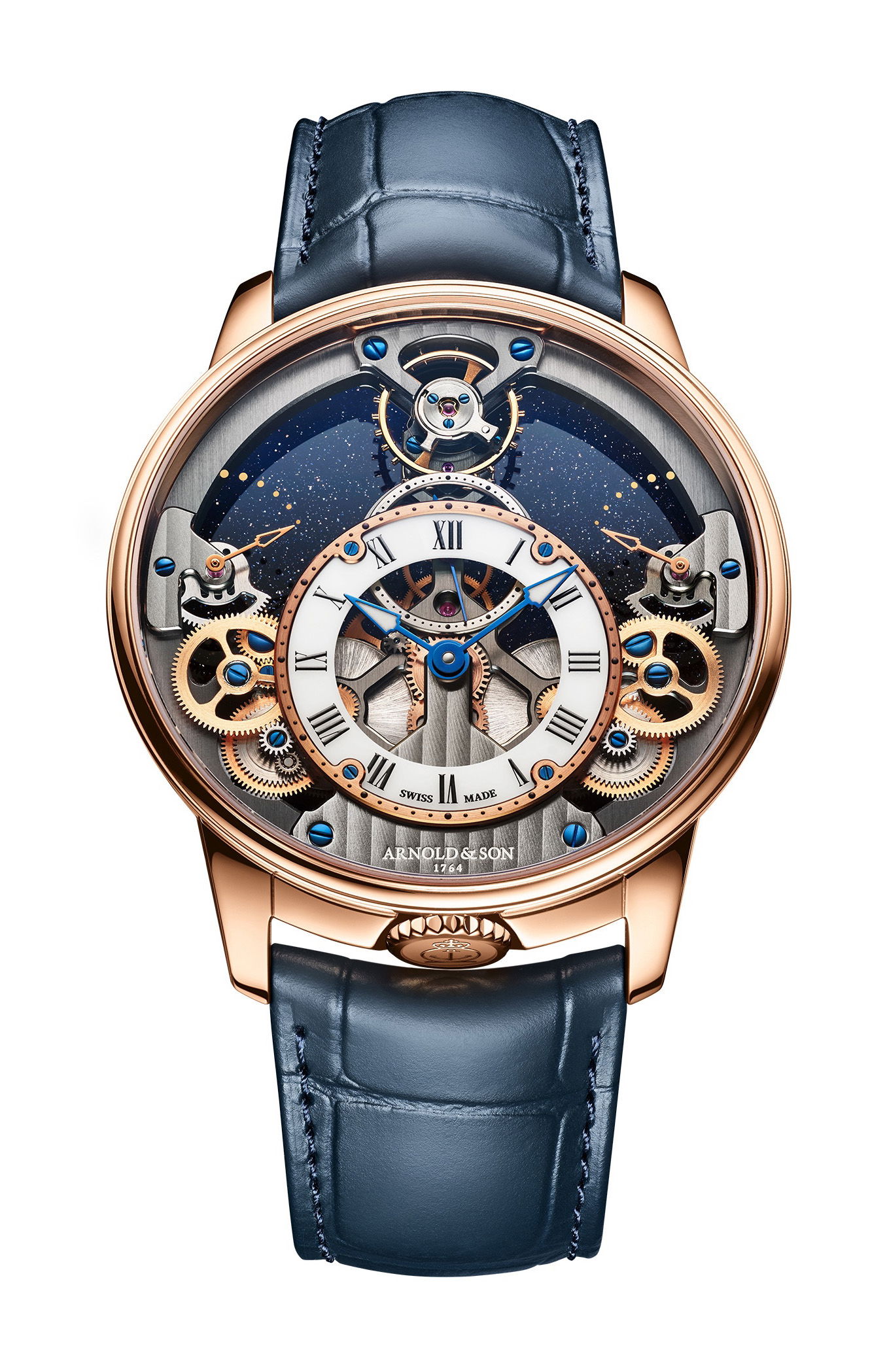 Arnold & Son Time Pyramid 42.5 Red Gold luxury timepiece - detailed view