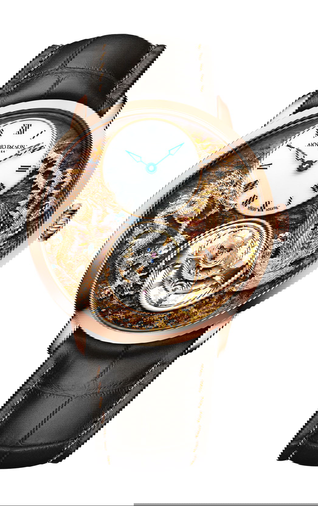 Arnold & Son Ultrathin Tourbillon Dragon & Phoenix Bronzite luxury timepiece - detailed view