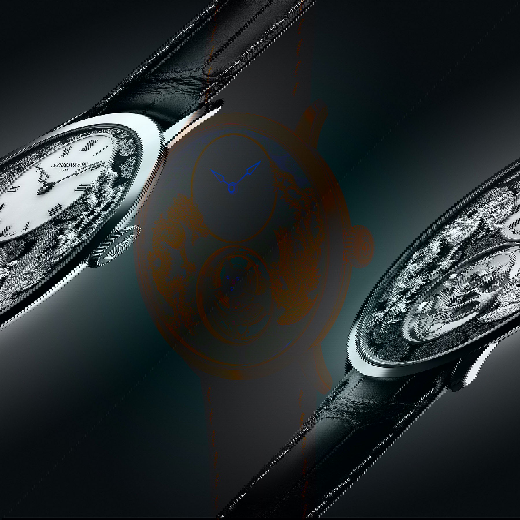 Arnold & Son Ultrathin Tourbillon Red Gold Dragon & Phoenix Marcassite - View 2