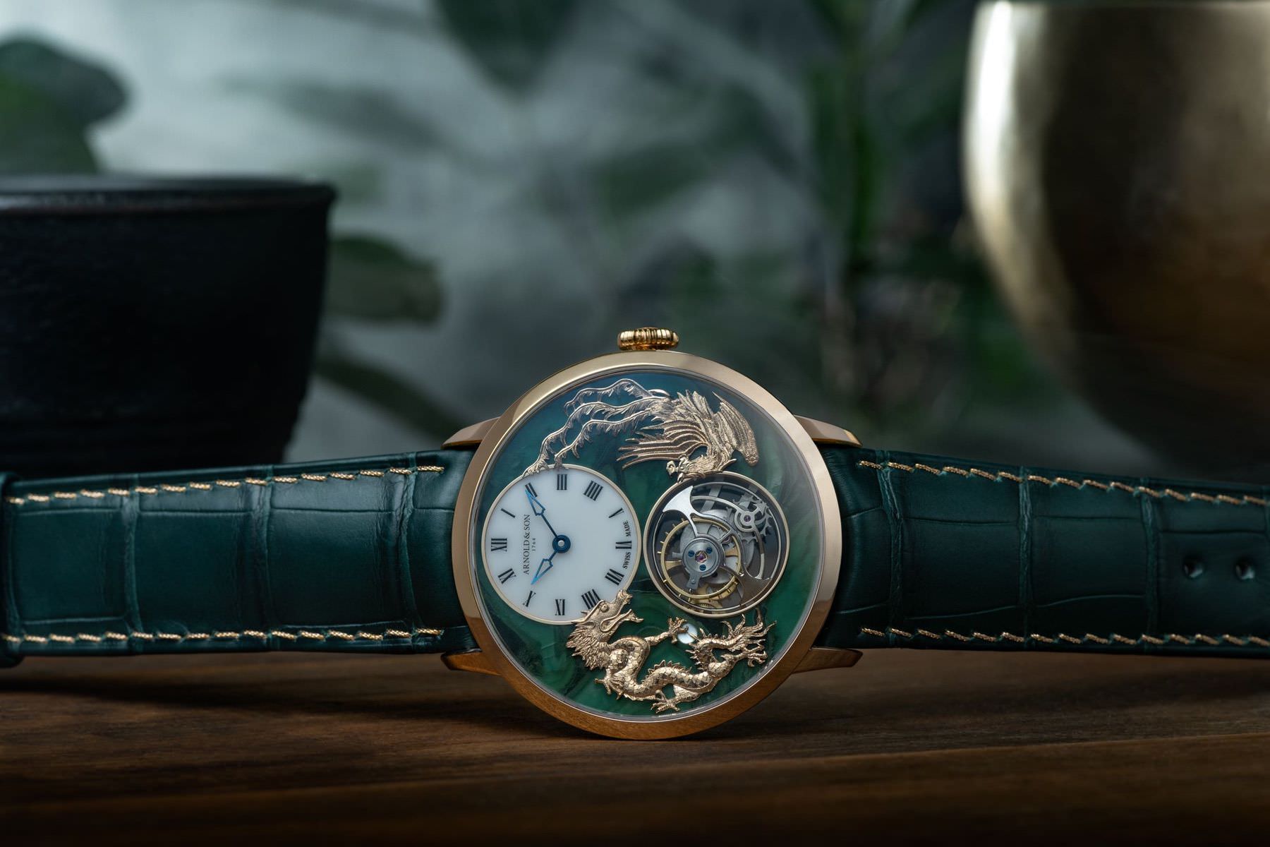 Arnold & Son Ultrathin Tourbillon Red Gold Dragon & Phoenix Verdite - View 3