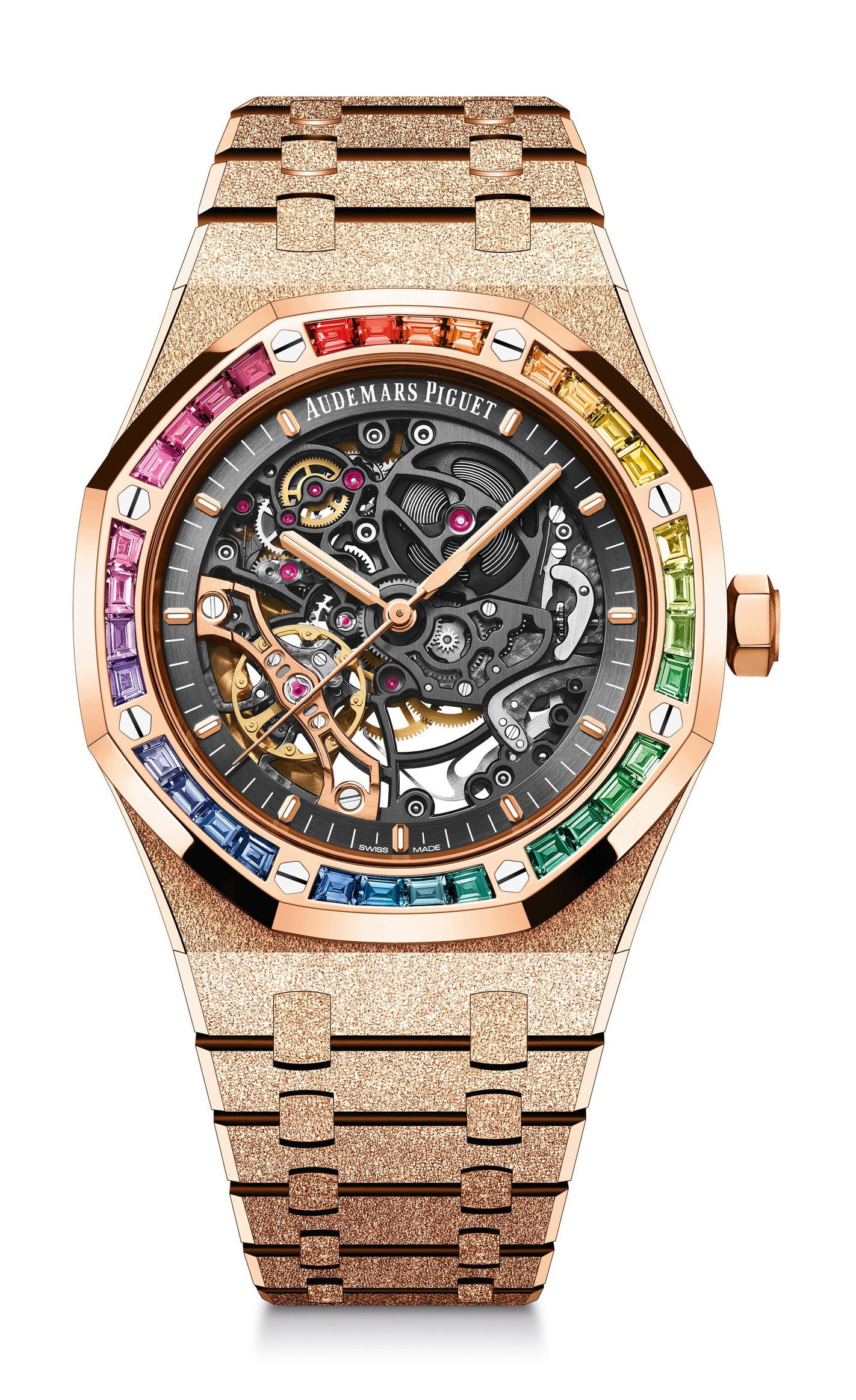 Audemars Piguet Royal Oak Frosted Gold Double Balance Wheel Openworked luxury timepiece - detailed view