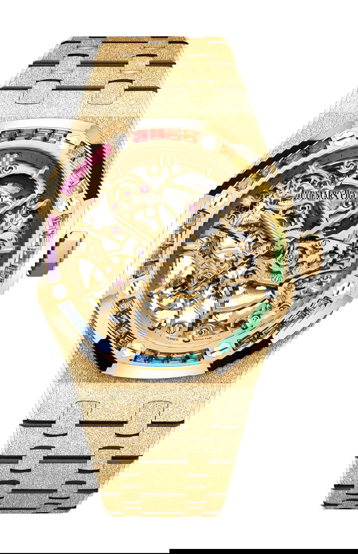 Audemars Piguet Royal Oak Frosted Gold Double Balance Wheel Openworked luxury timepiece - detailed view