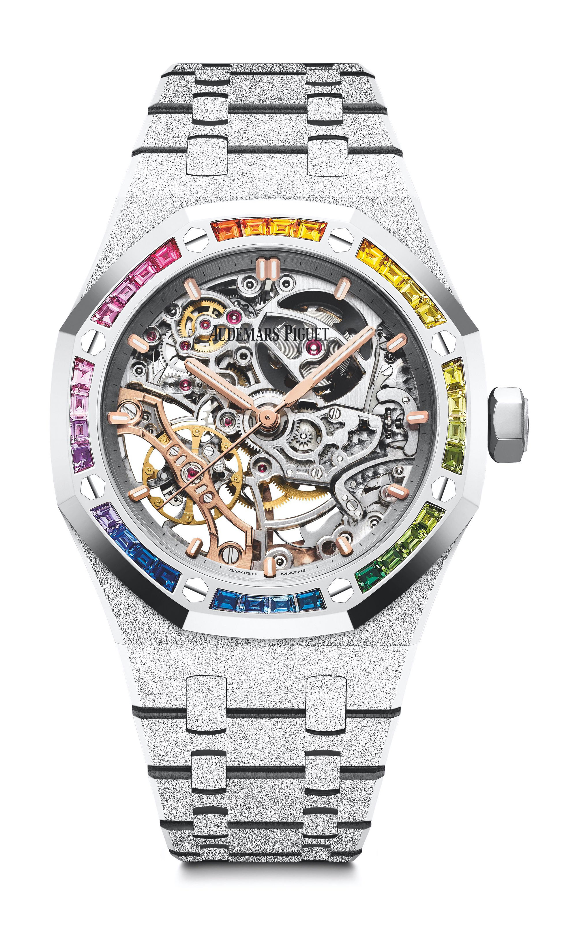 Audemars Piguet Royal Oak Frosted Gold Double Balance Wheel Openworked luxury timepiece - detailed view