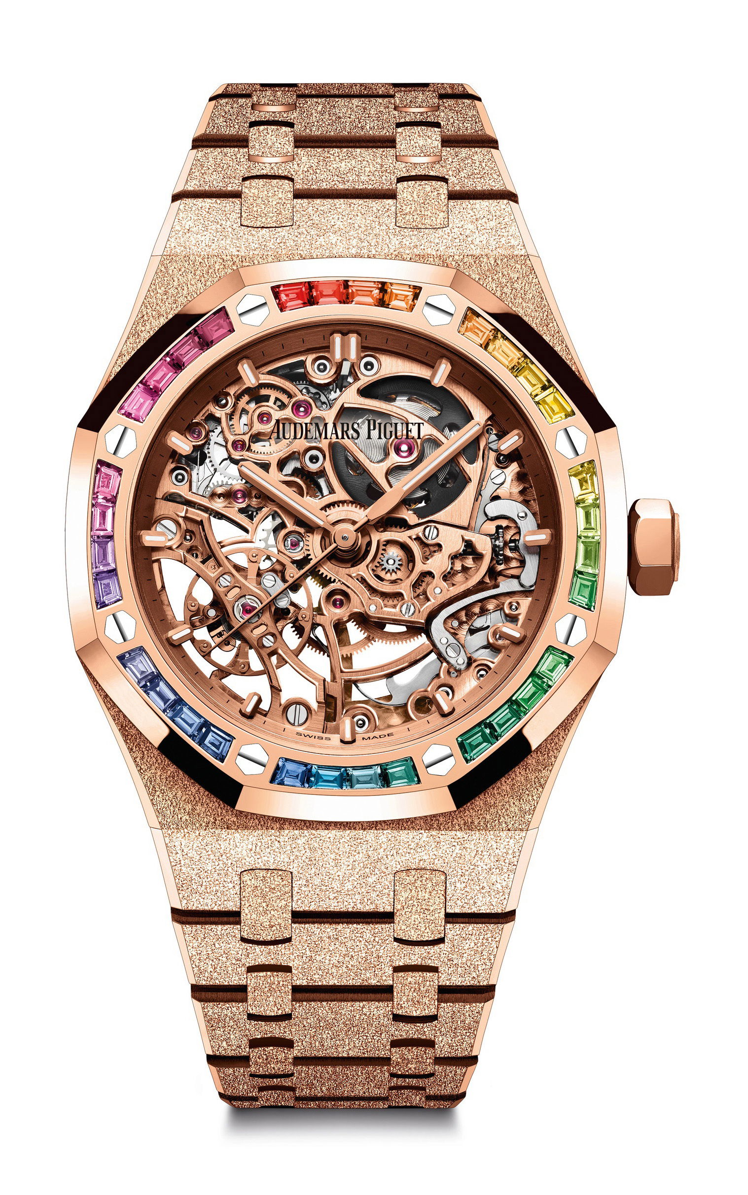 Audemars Piguet Royal Oak Frosted Gold Double Balance Wheel Openworked luxury timepiece - detailed view