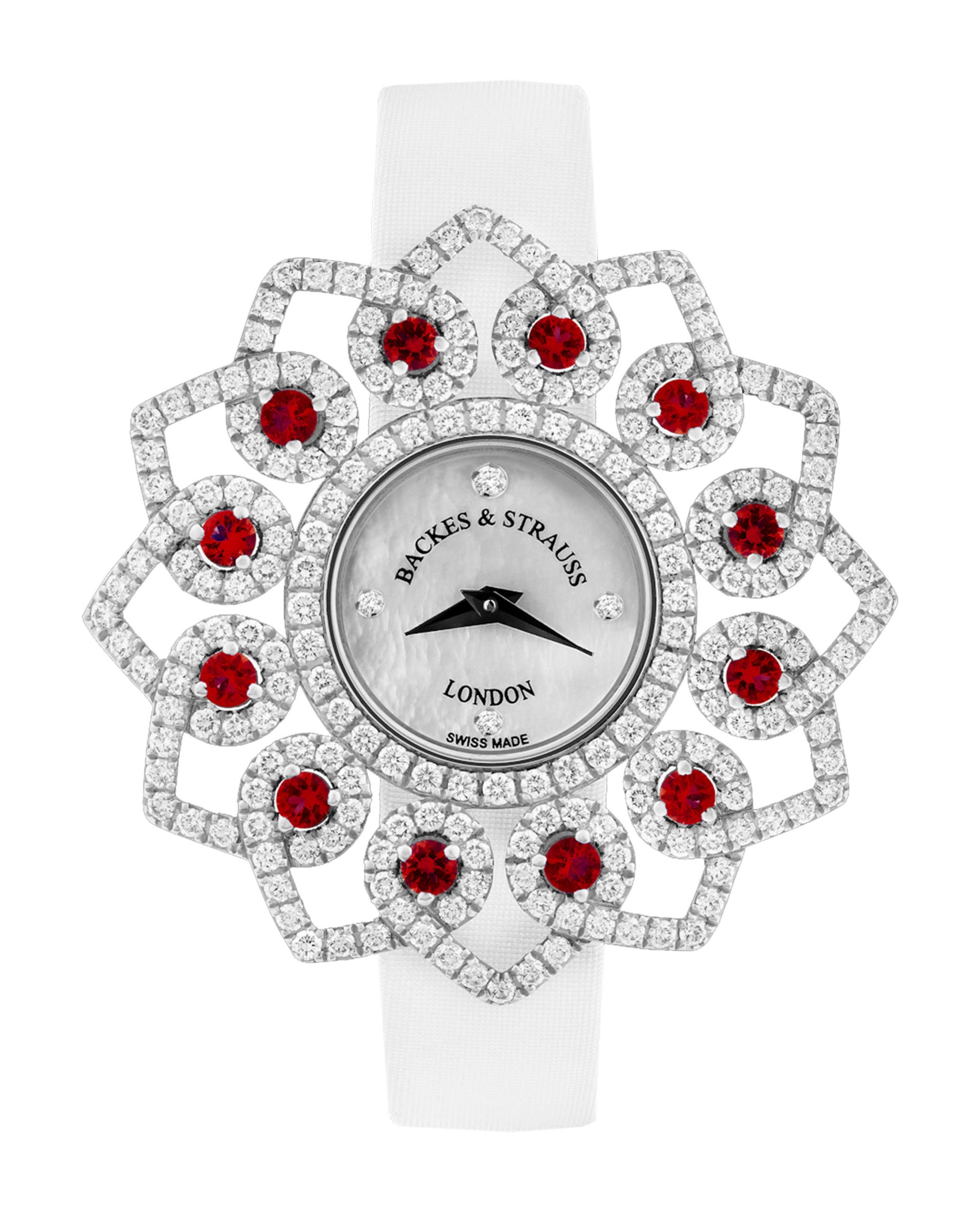 Backes & Strauss Victoria Brilliant Red Rose luxury timepiece - detailed view