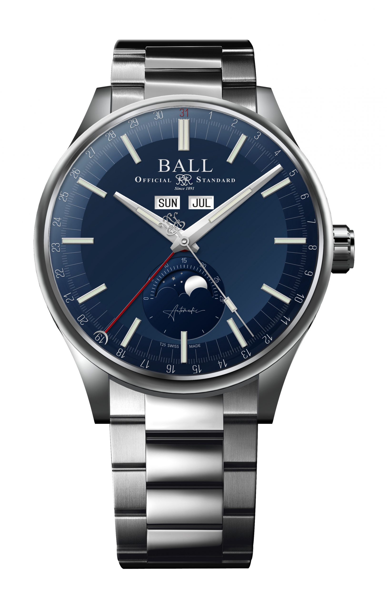 BALL Engineer II Moon Calendar luxury timepiece - detailed view