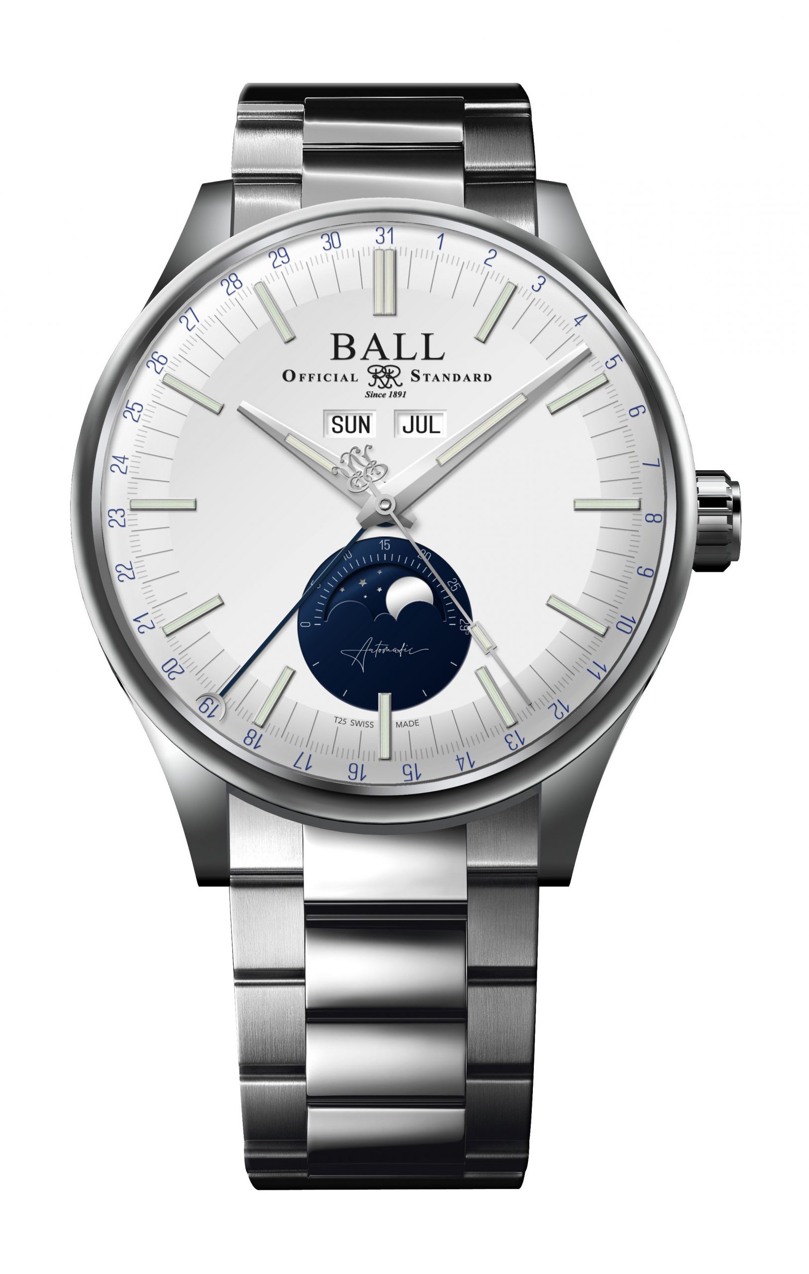 BALL Engineer II Moon Calendar luxury timepiece - detailed view