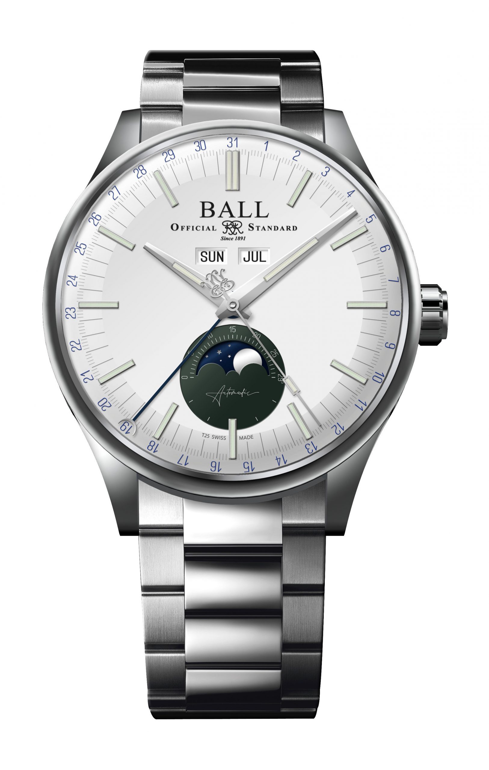 BALL Engineer II Moon Calendar luxury timepiece - detailed view