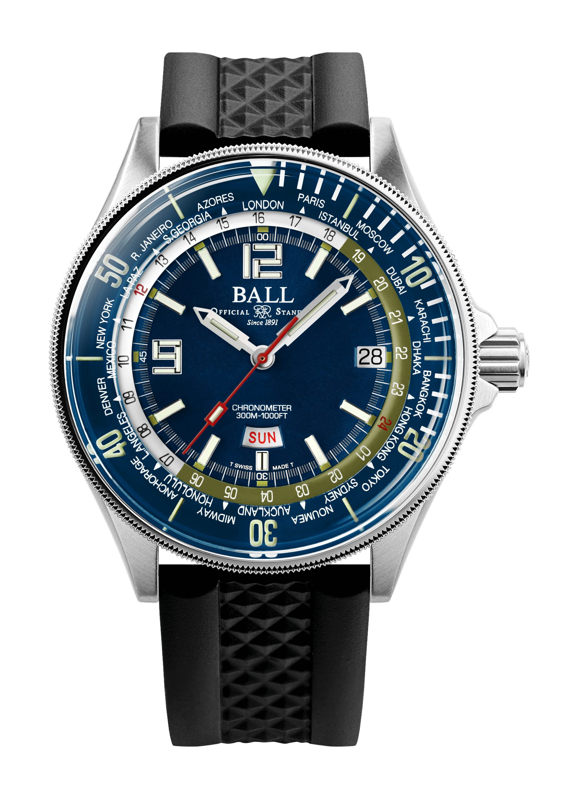 BALL Engineer Master II Diver Worldtime luxury timepiece - detailed view