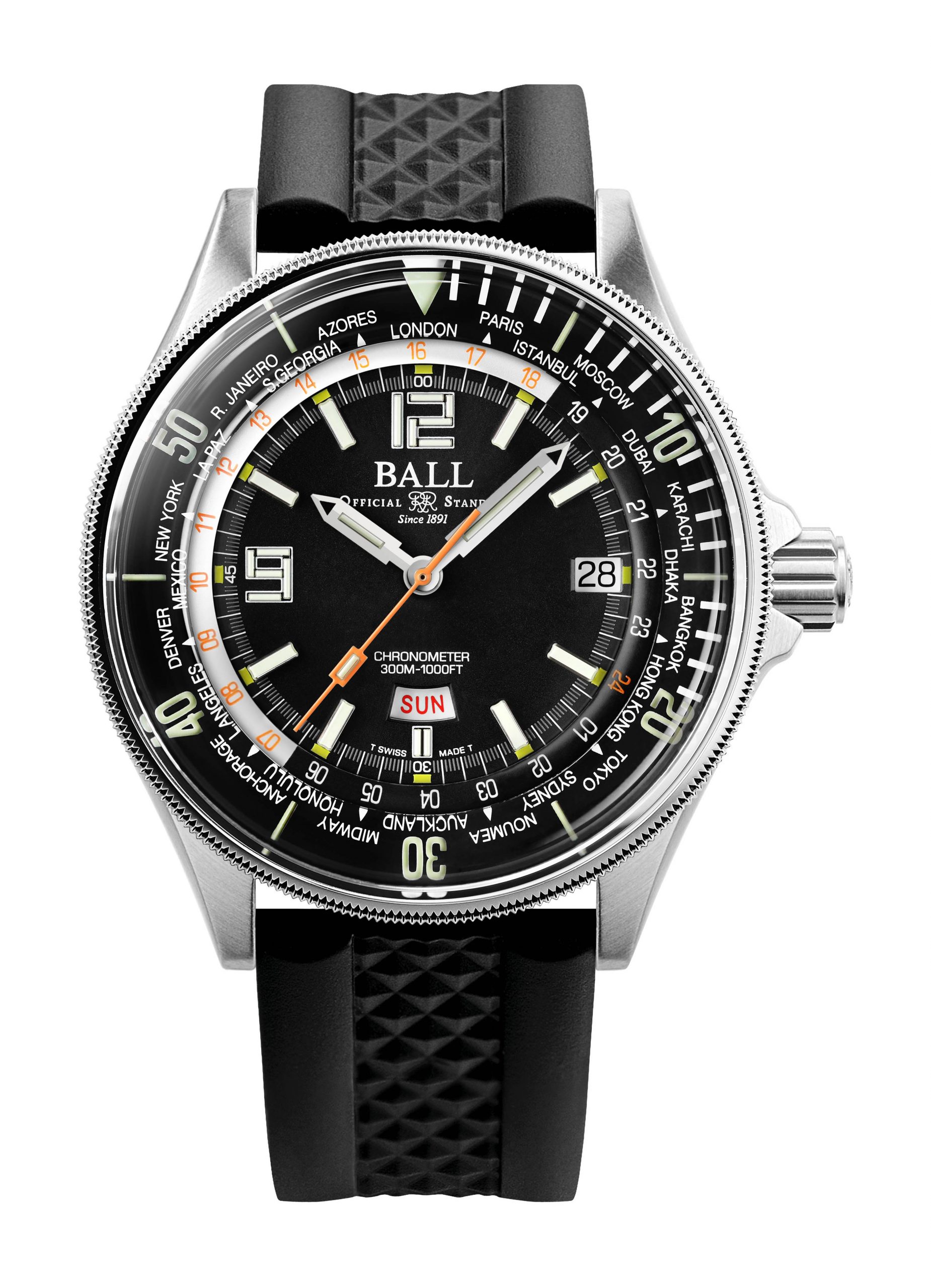 BALL Engineer Master II Diver Worldtime luxury timepiece - detailed view