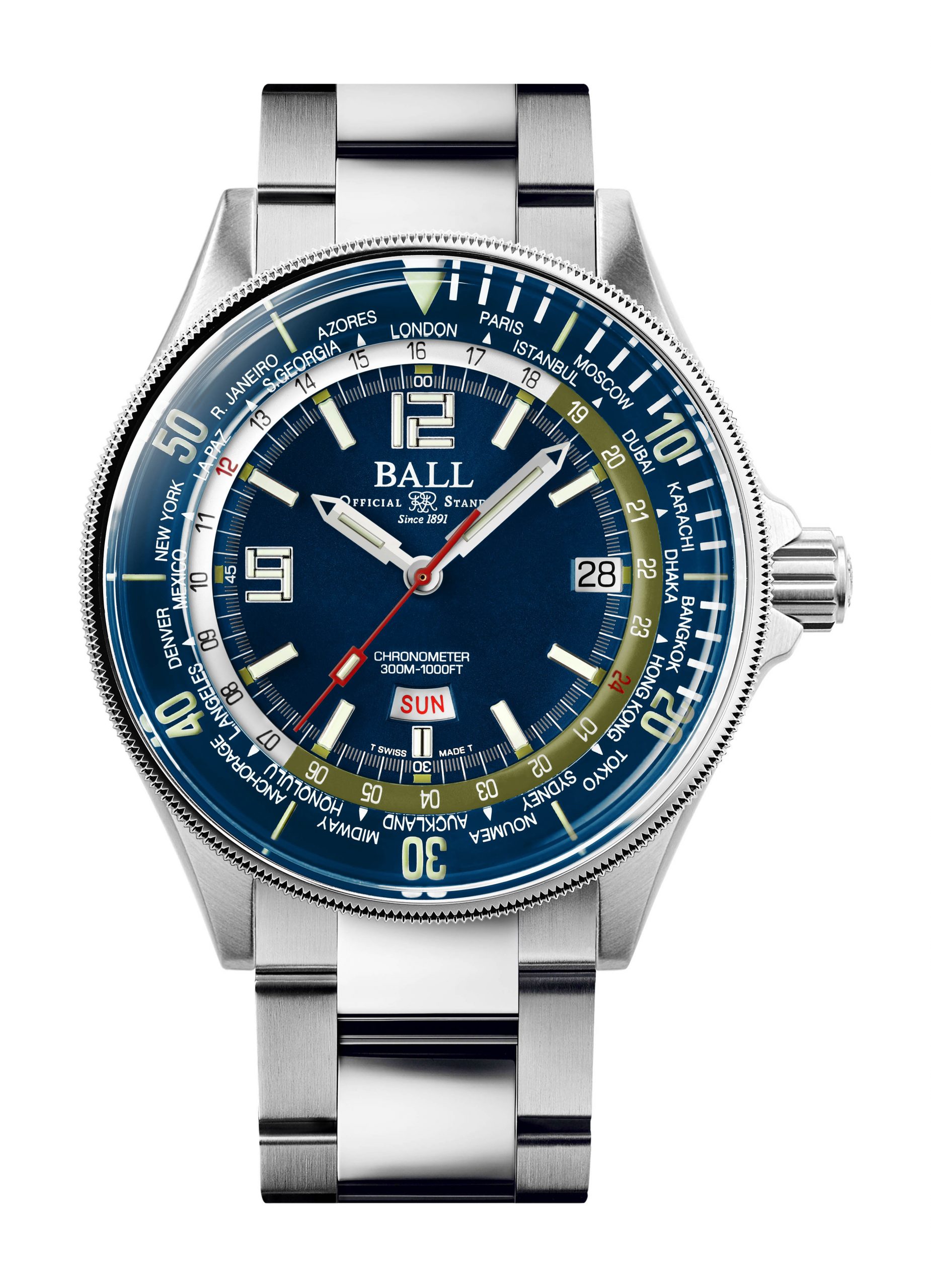 BALL Engineer Master II Diver Worldtime luxury timepiece - detailed view