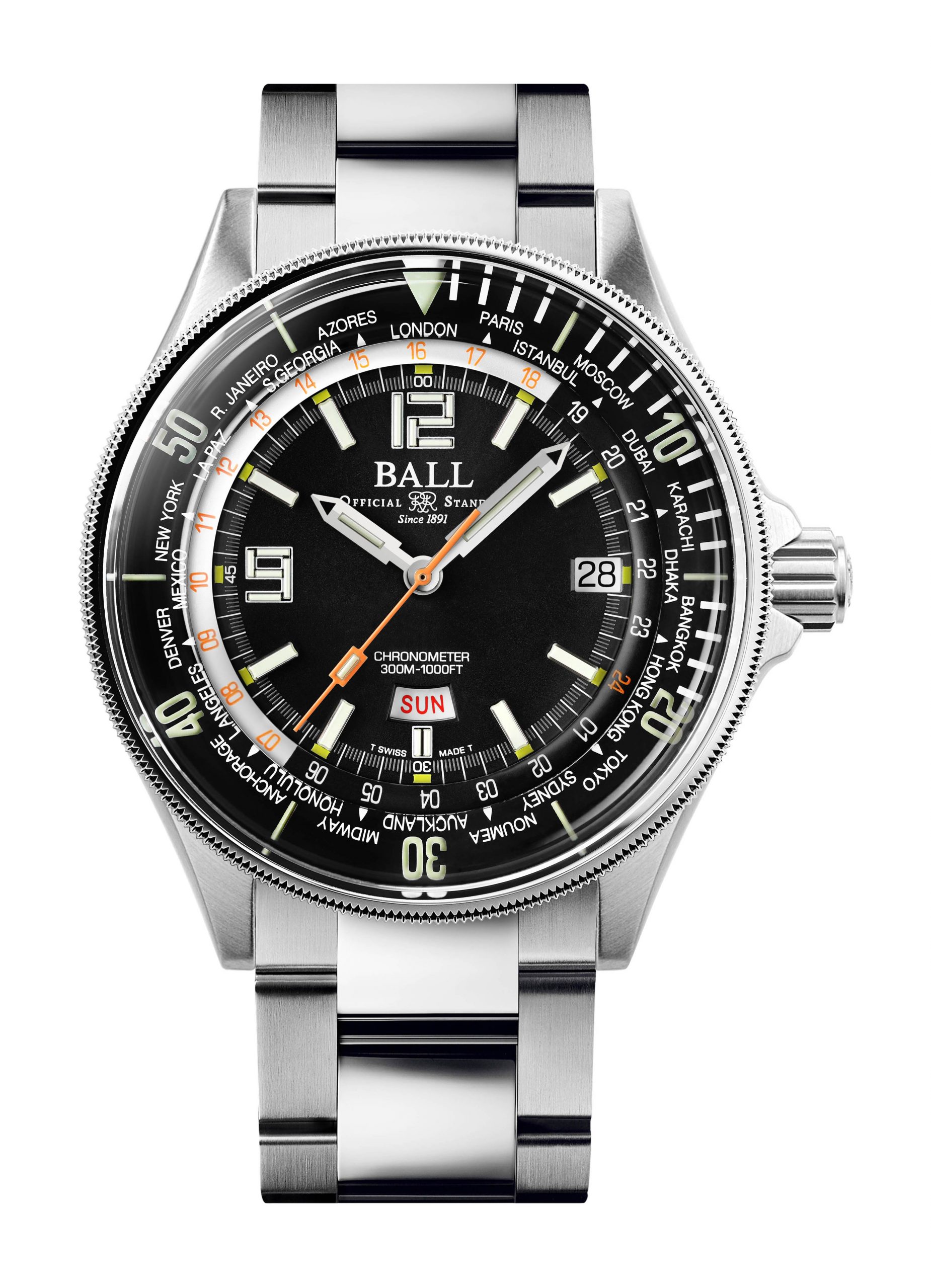 BALL Engineer Master II Diver Worldtime luxury timepiece - detailed view