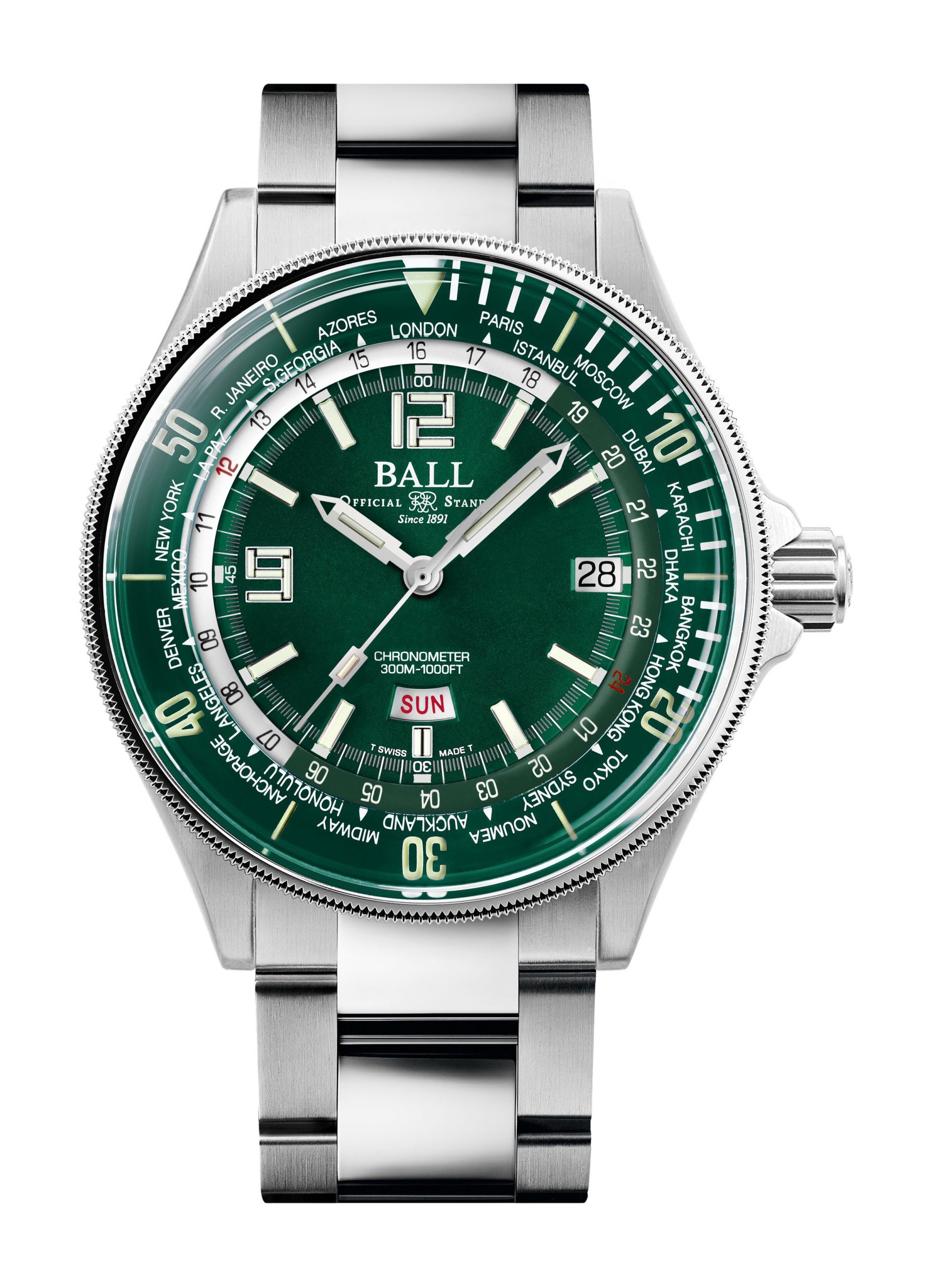 BALL Engineer Master II Diver Worldtime luxury timepiece - detailed view