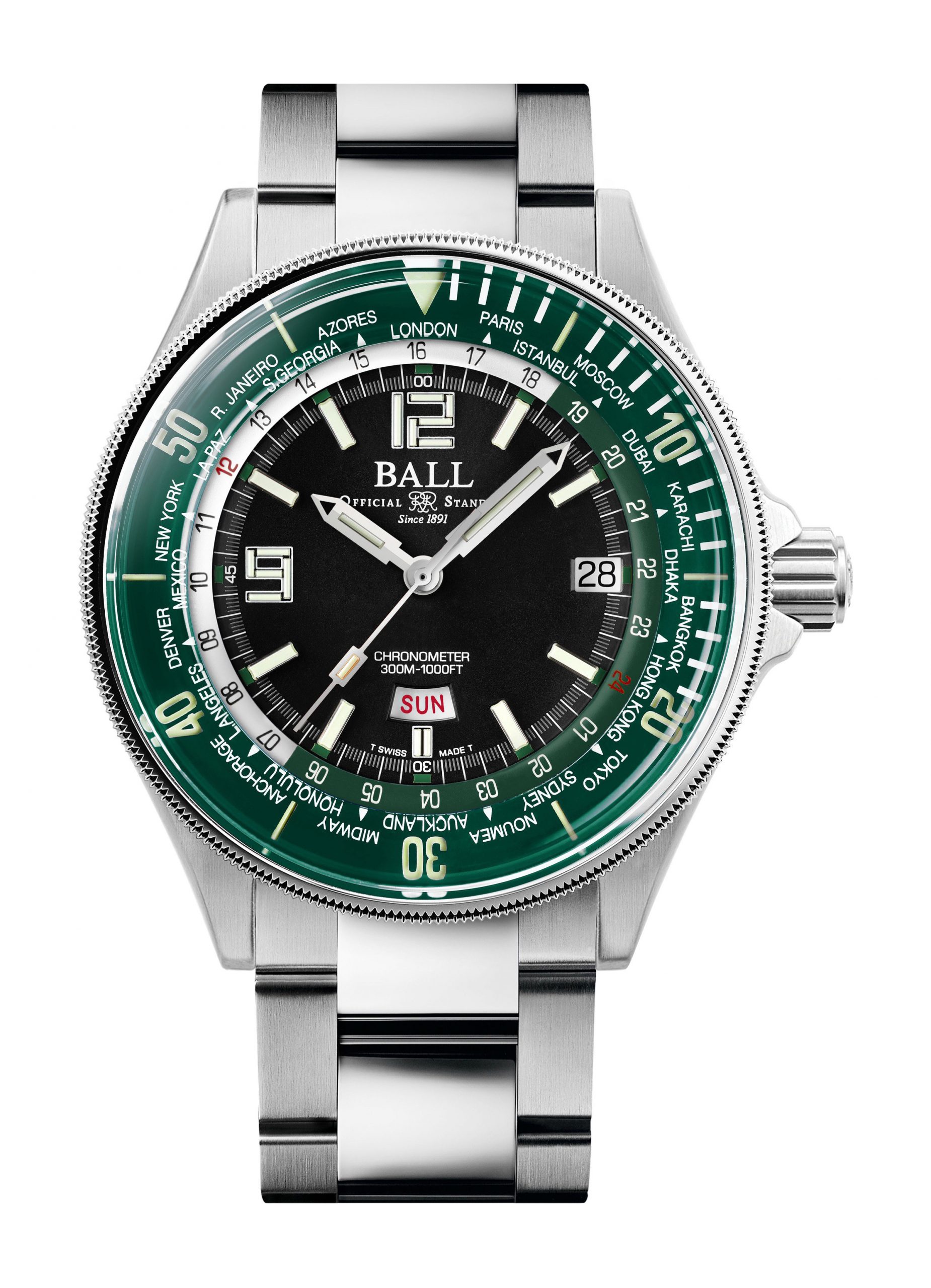 BALL Engineer Master II Diver Worldtime luxury timepiece - detailed view