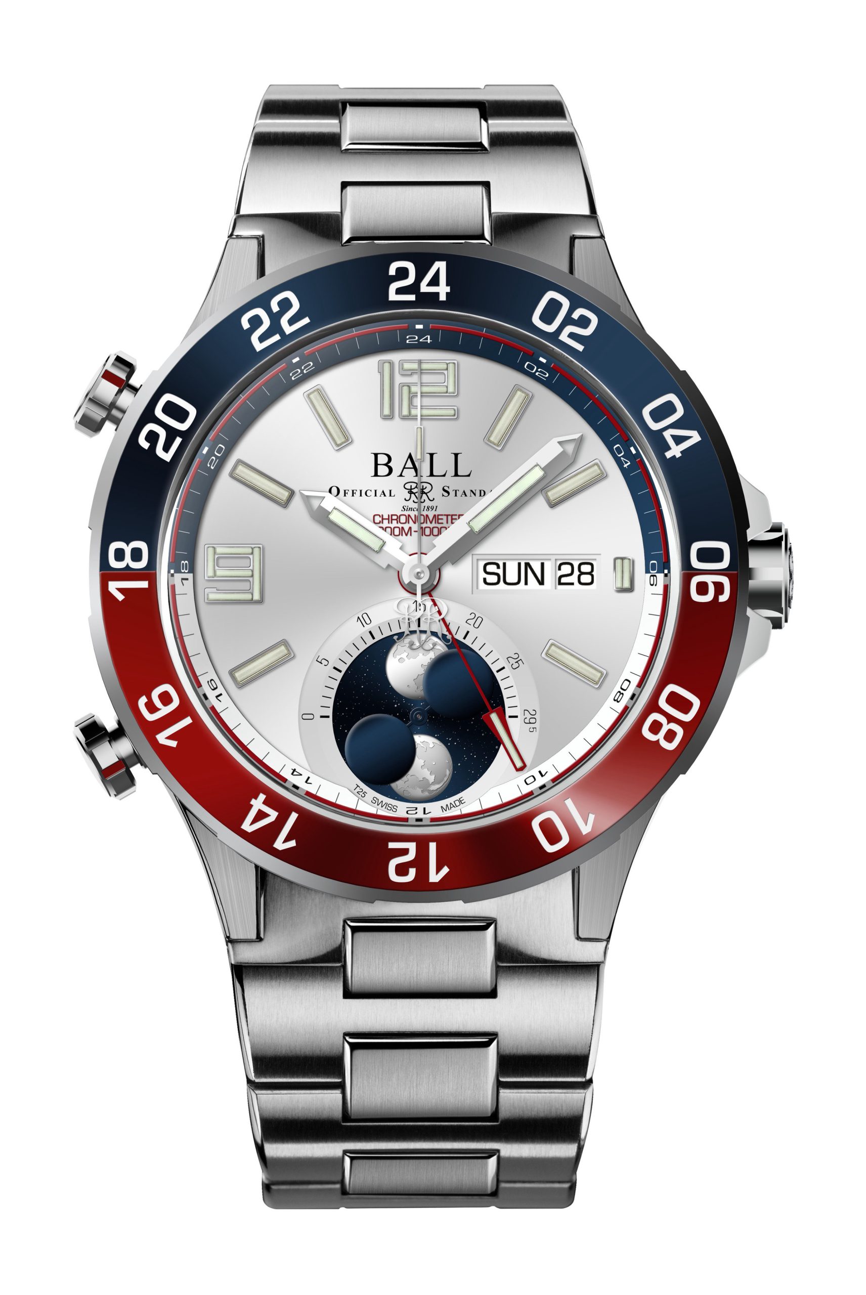 BALL Roadmaster Marine GMT Moon Phase luxury timepiece - detailed view