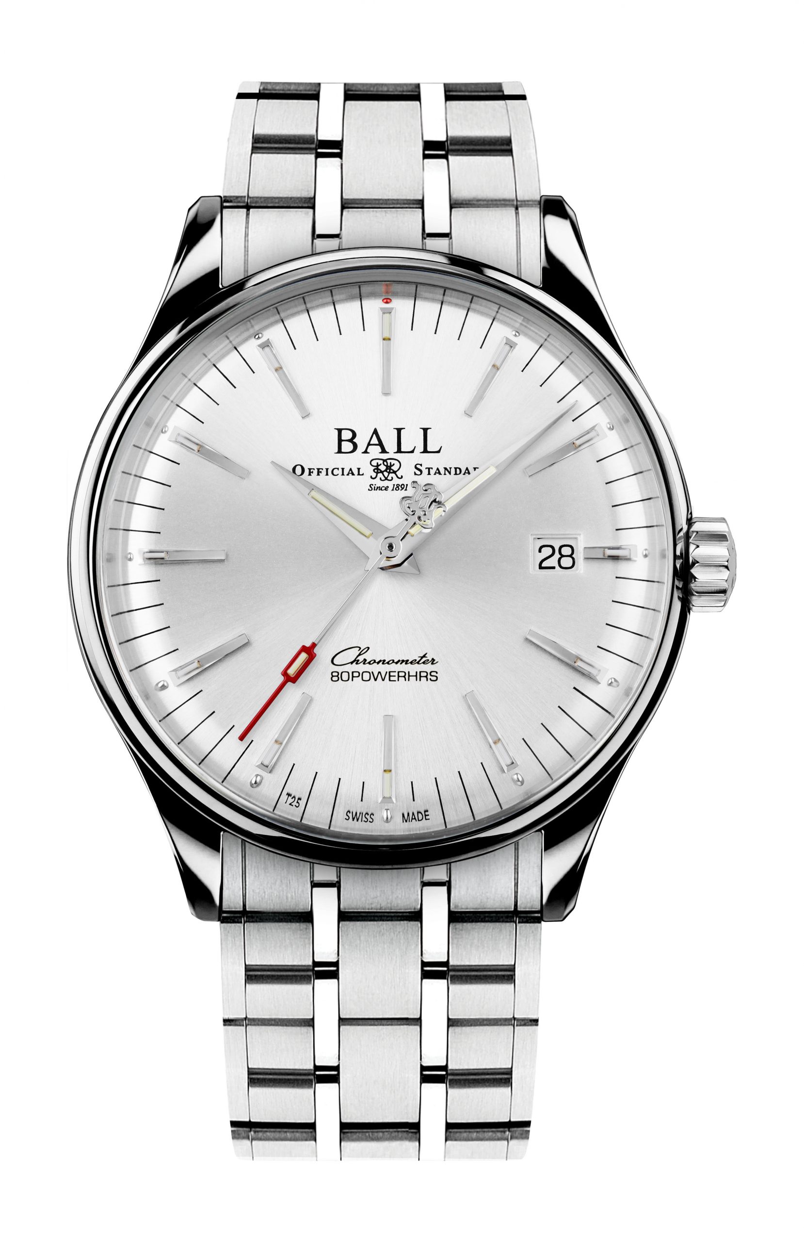 BALL Trainmaster Manufacture 80 Hours luxury timepiece - detailed view