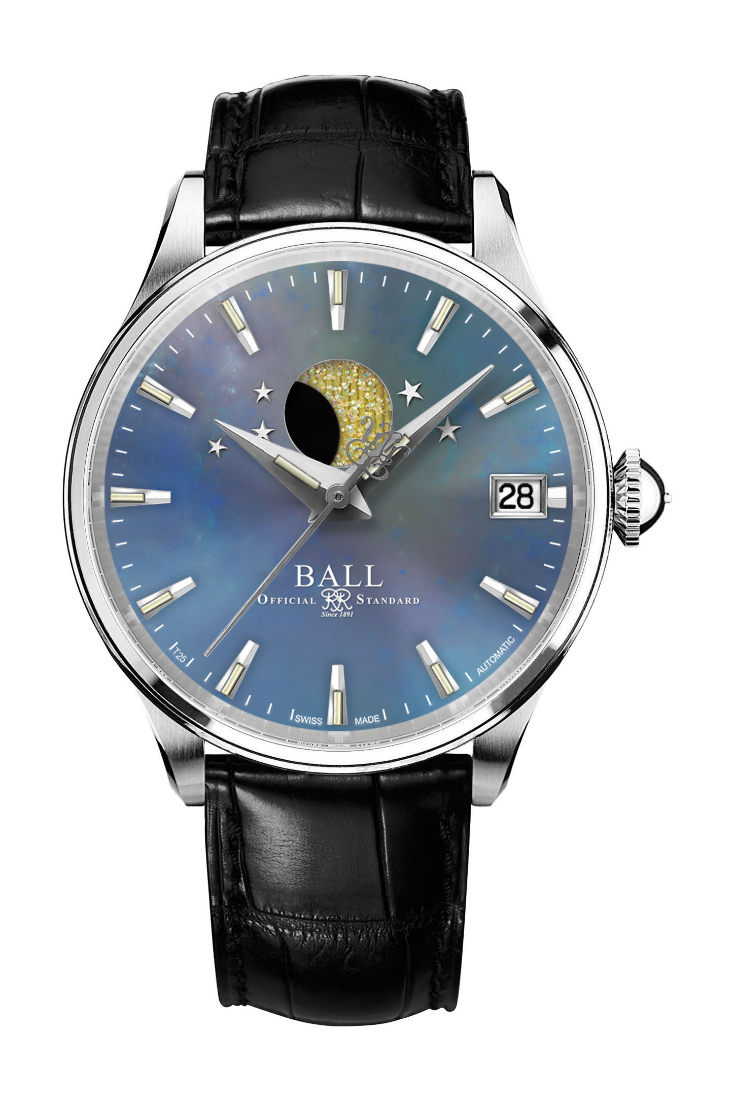 BALL Trainmaster Moon Phase Ladies luxury timepiece - detailed view