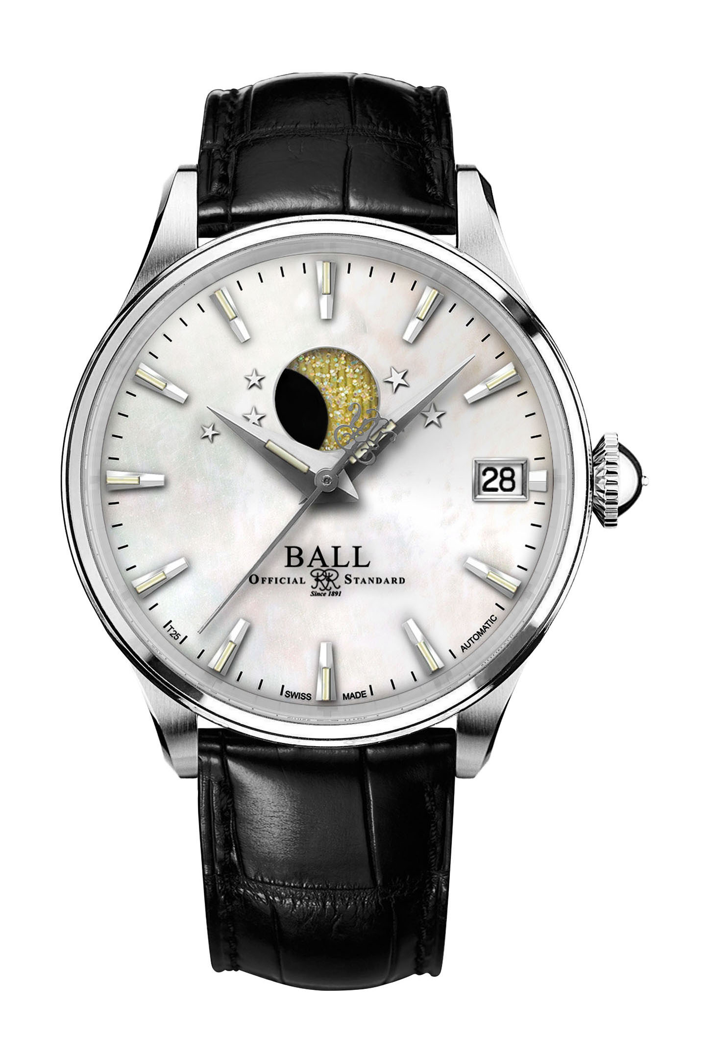 BALL Trainmaster Moon Phase Ladies luxury timepiece - detailed view
