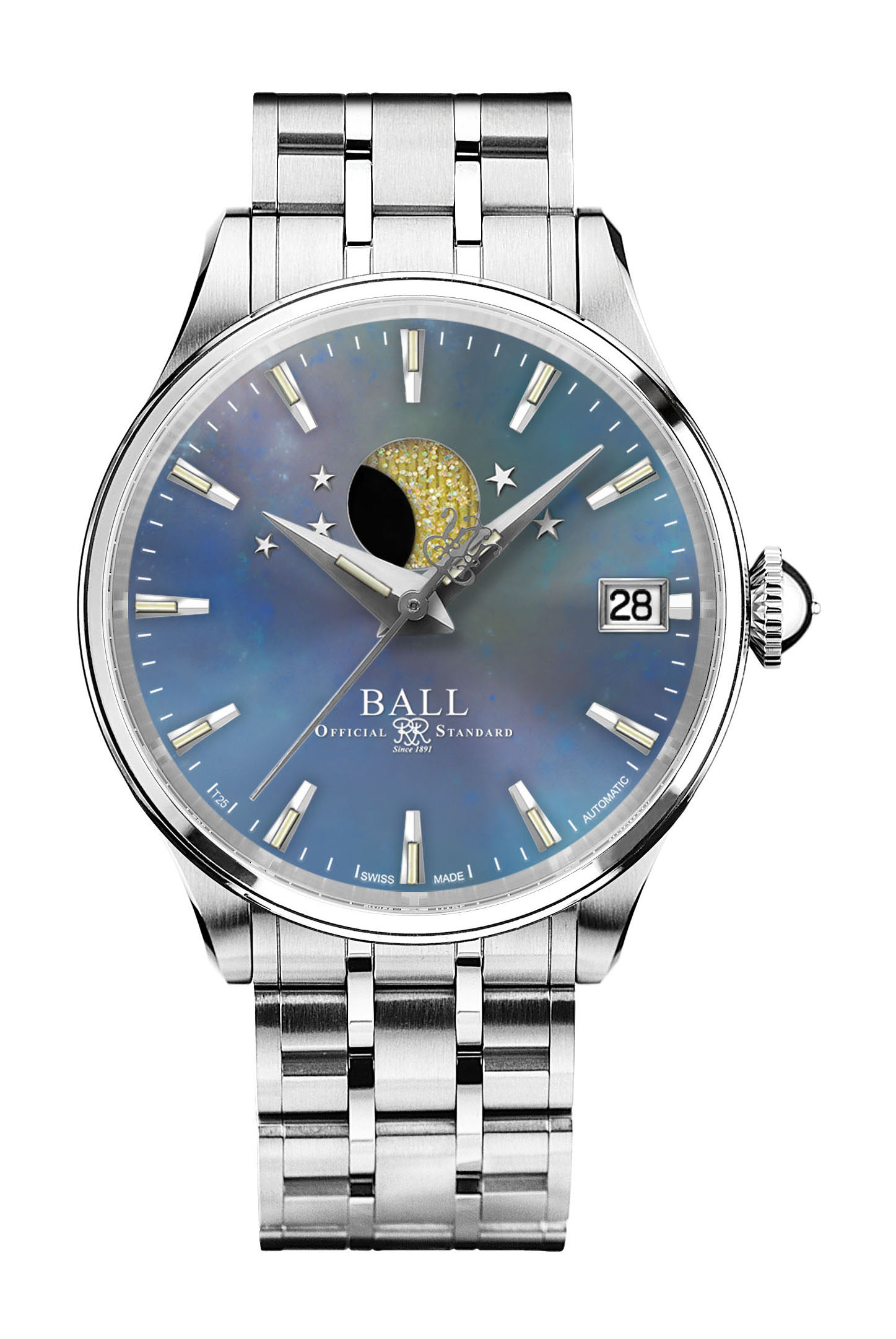 BALL Trainmaster Moon Phase Ladies luxury timepiece - detailed view
