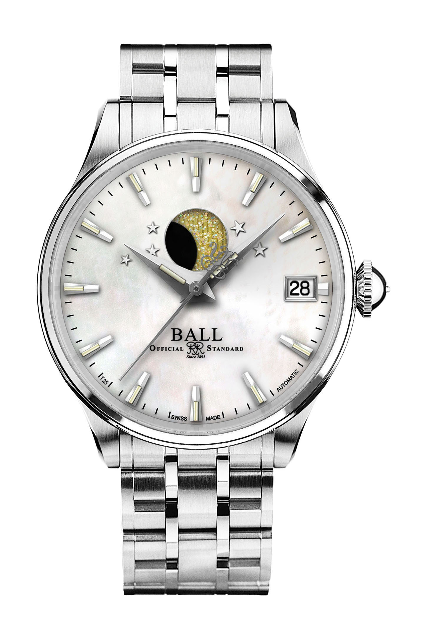 BALL Trainmaster Moon Phase Ladies luxury timepiece - detailed view